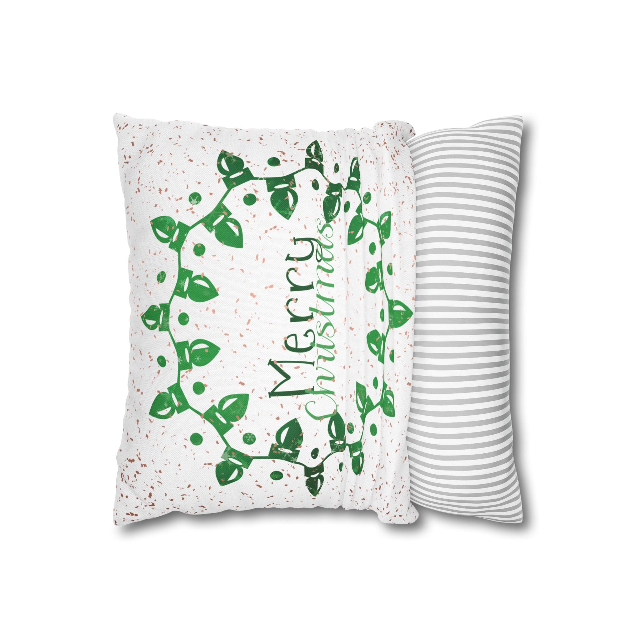 Merry Christmas Christmas Lights, Green Sparkle, Throw Pillow Case