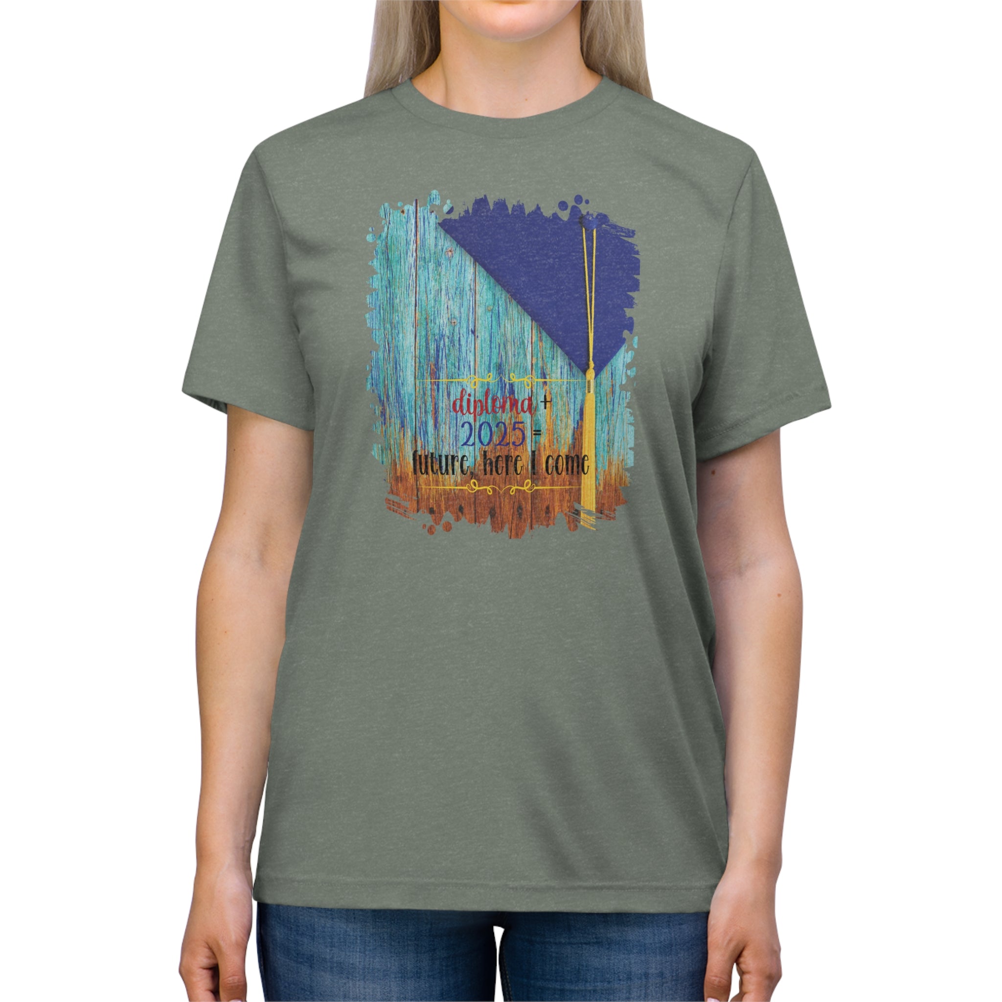 Diploma + 2025, 2025 Graduation, Unisex Triblend Tee
