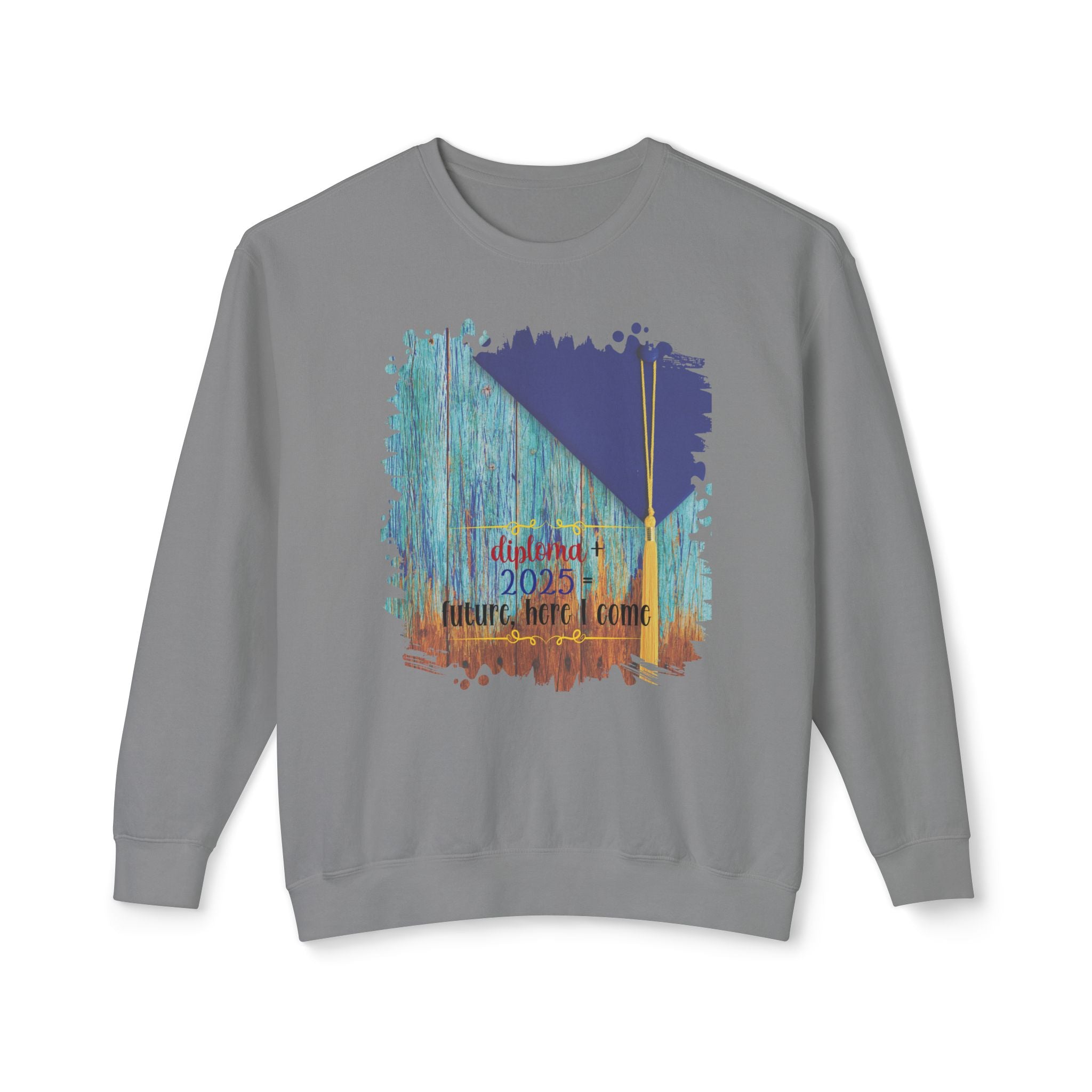 Diploma + 2025, 2025 Graduation, Unisex Lightweight Crewneck Sweatshirt