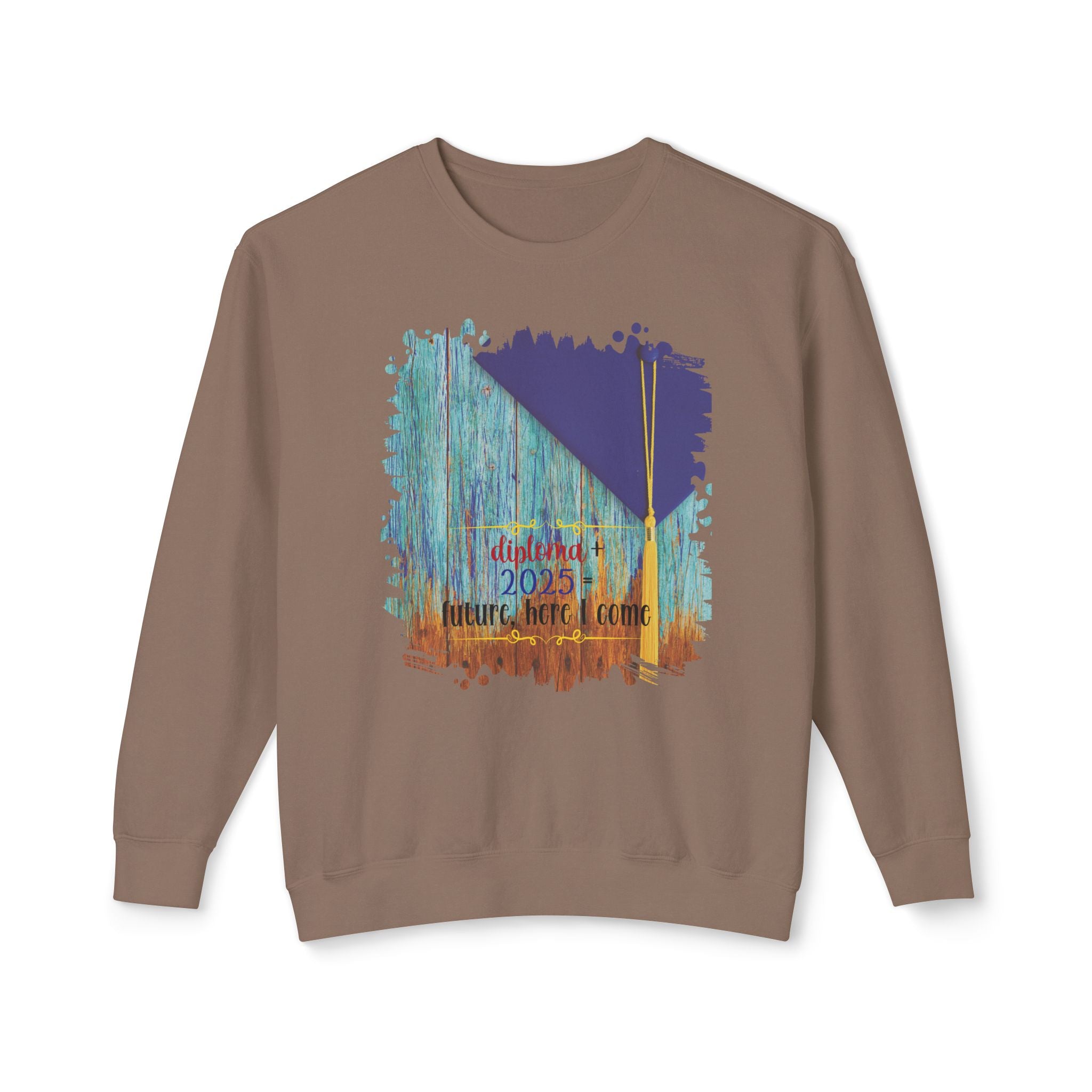Diploma + 2025, 2025 Graduation, Unisex Lightweight Crewneck Sweatshirt