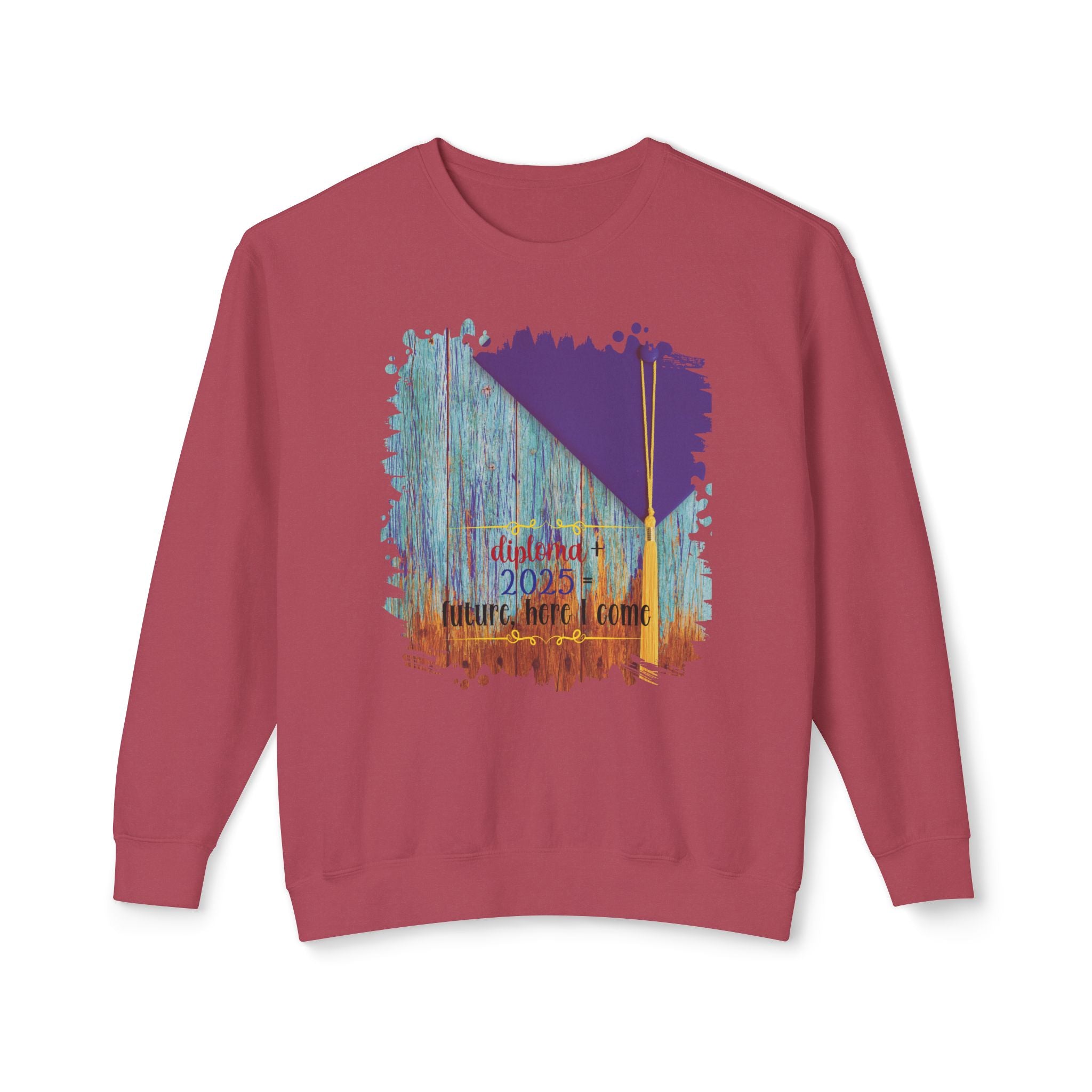 Diploma + 2025, 2025 Graduation, Unisex Lightweight Crewneck Sweatshirt