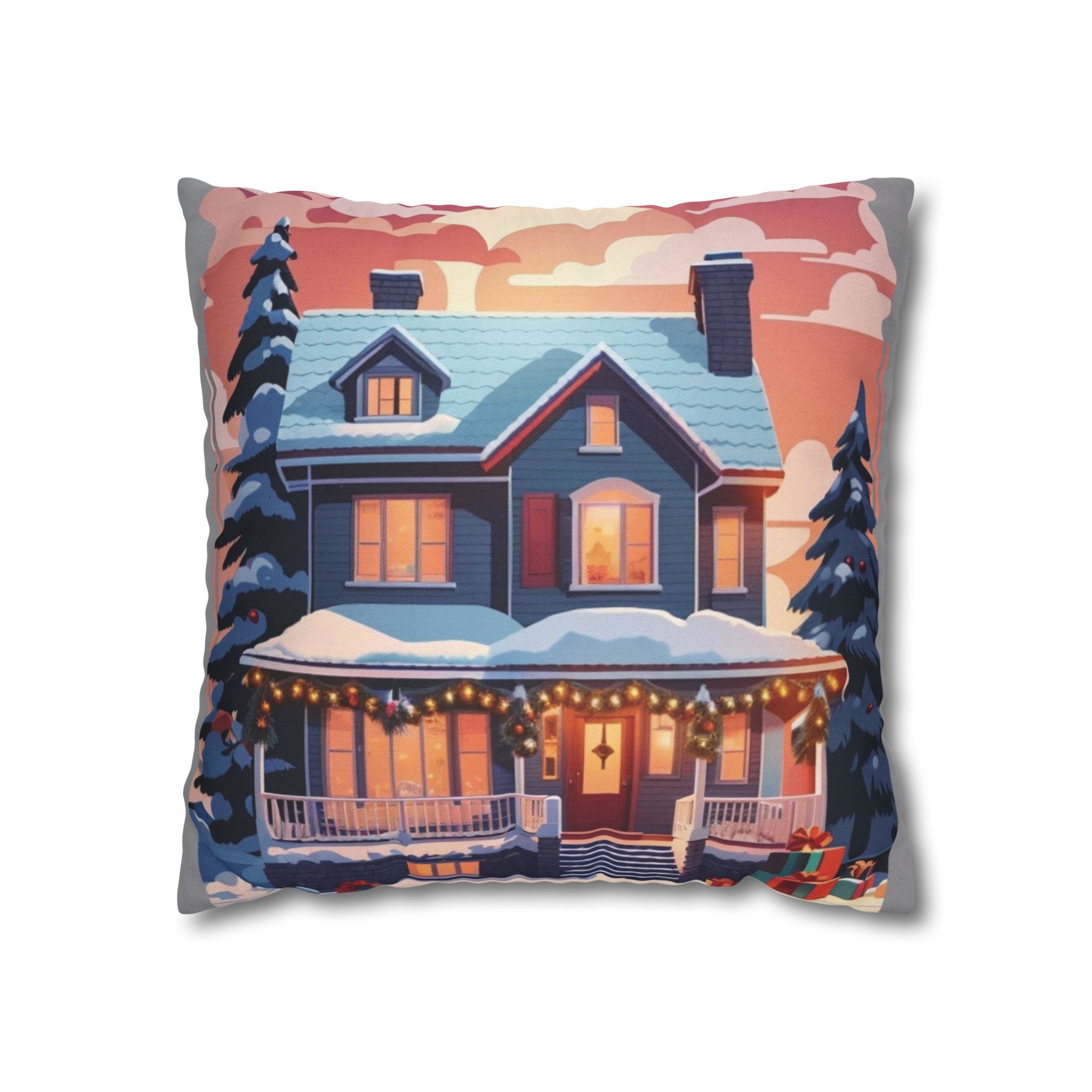 Vintage Holiday Home, Throw Pillow Case