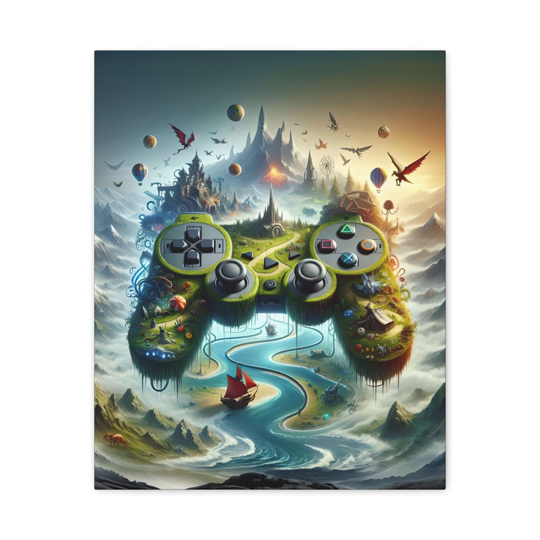 Custom Gaming Canvas Wall Art | Personalized Game Controller Print for Child or Game Room