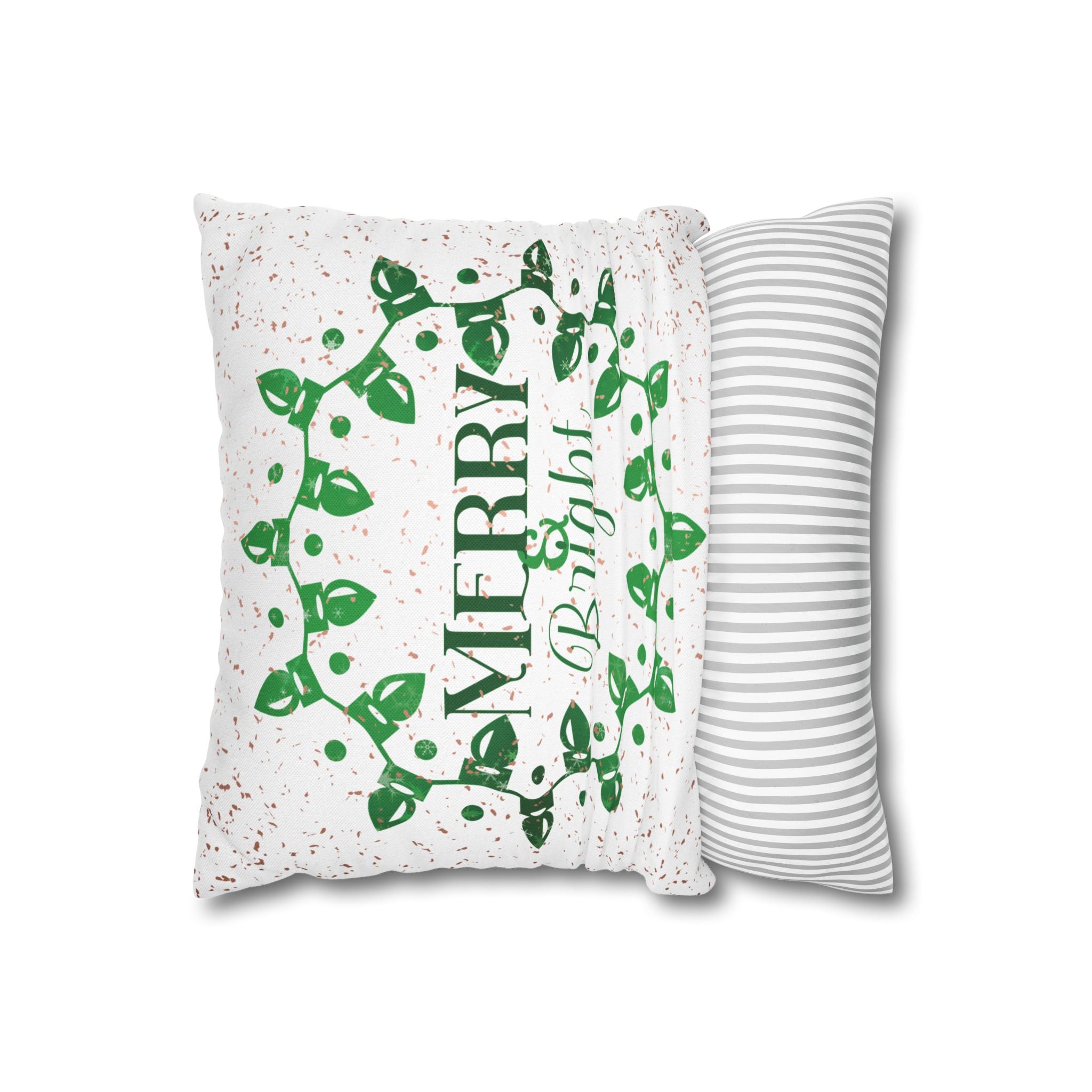 Merry & Bright Christmas Lights, Green Sparkle, Throw Pillow Case