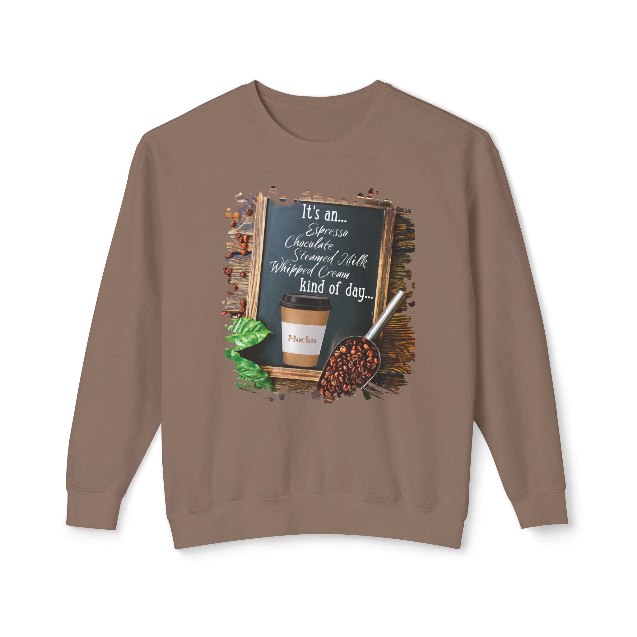 Mocha, Kind of Day, Unisex Lightweight Crewneck Sweatshirt