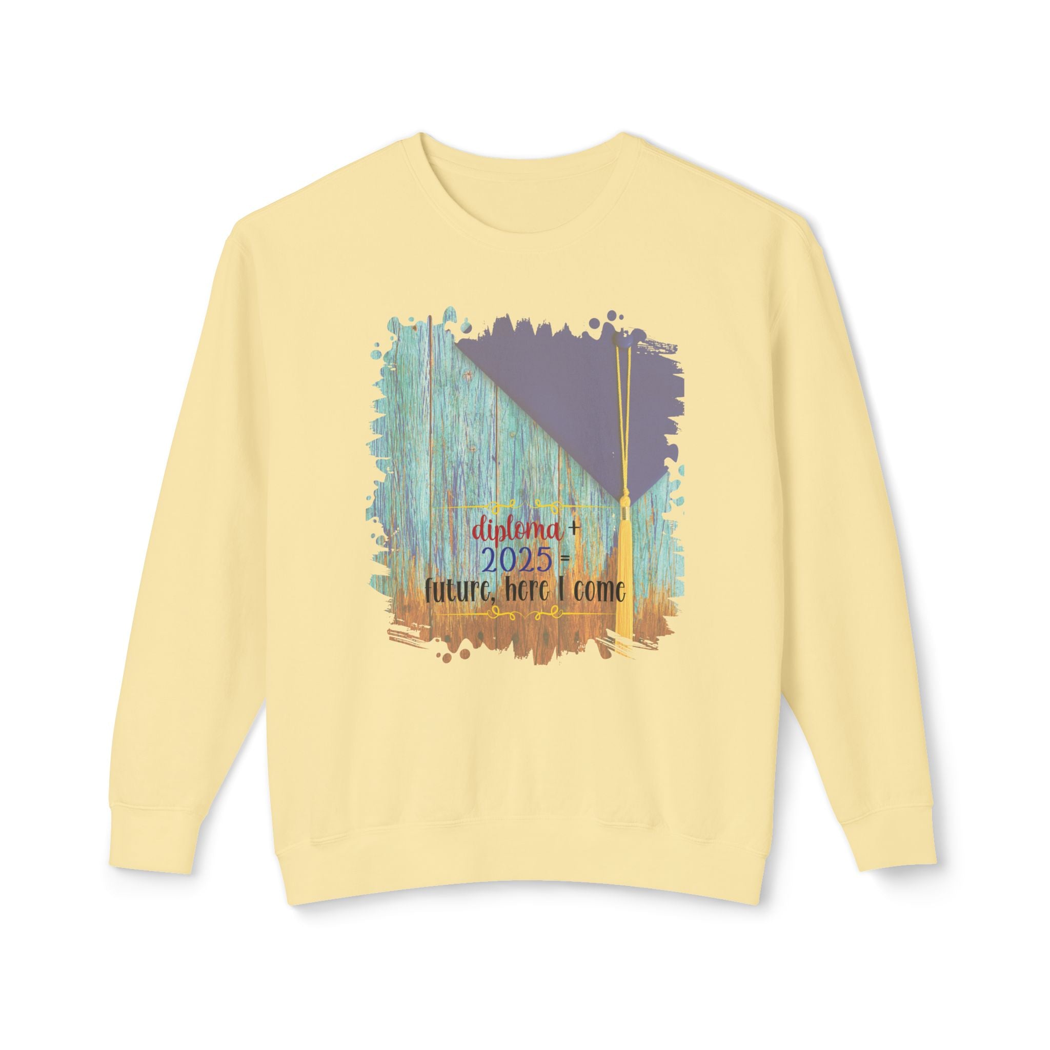 Diploma + 2025, 2025 Graduation, Unisex Lightweight Crewneck Sweatshirt