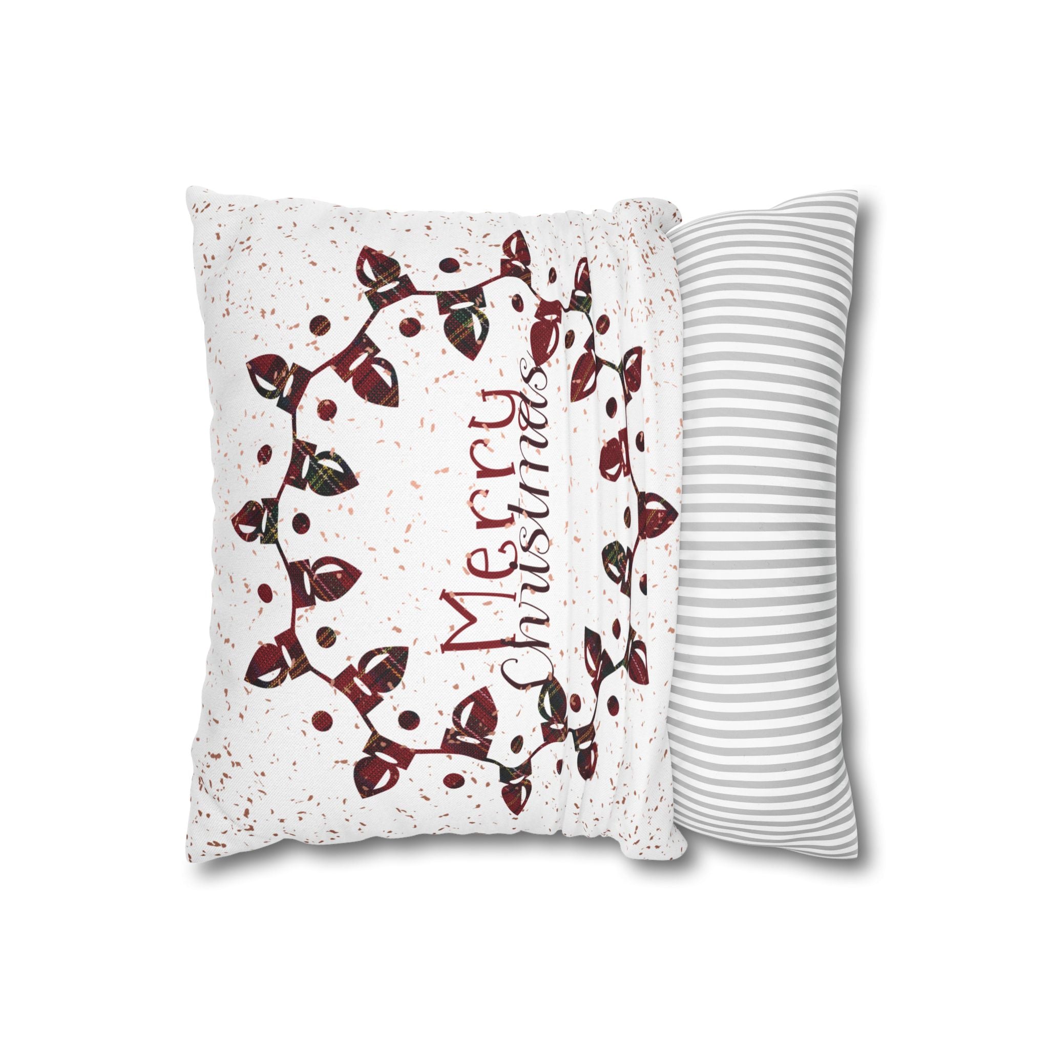 Merry Christmas Christmas Lights, Plaid Red, Throw Pillow Case