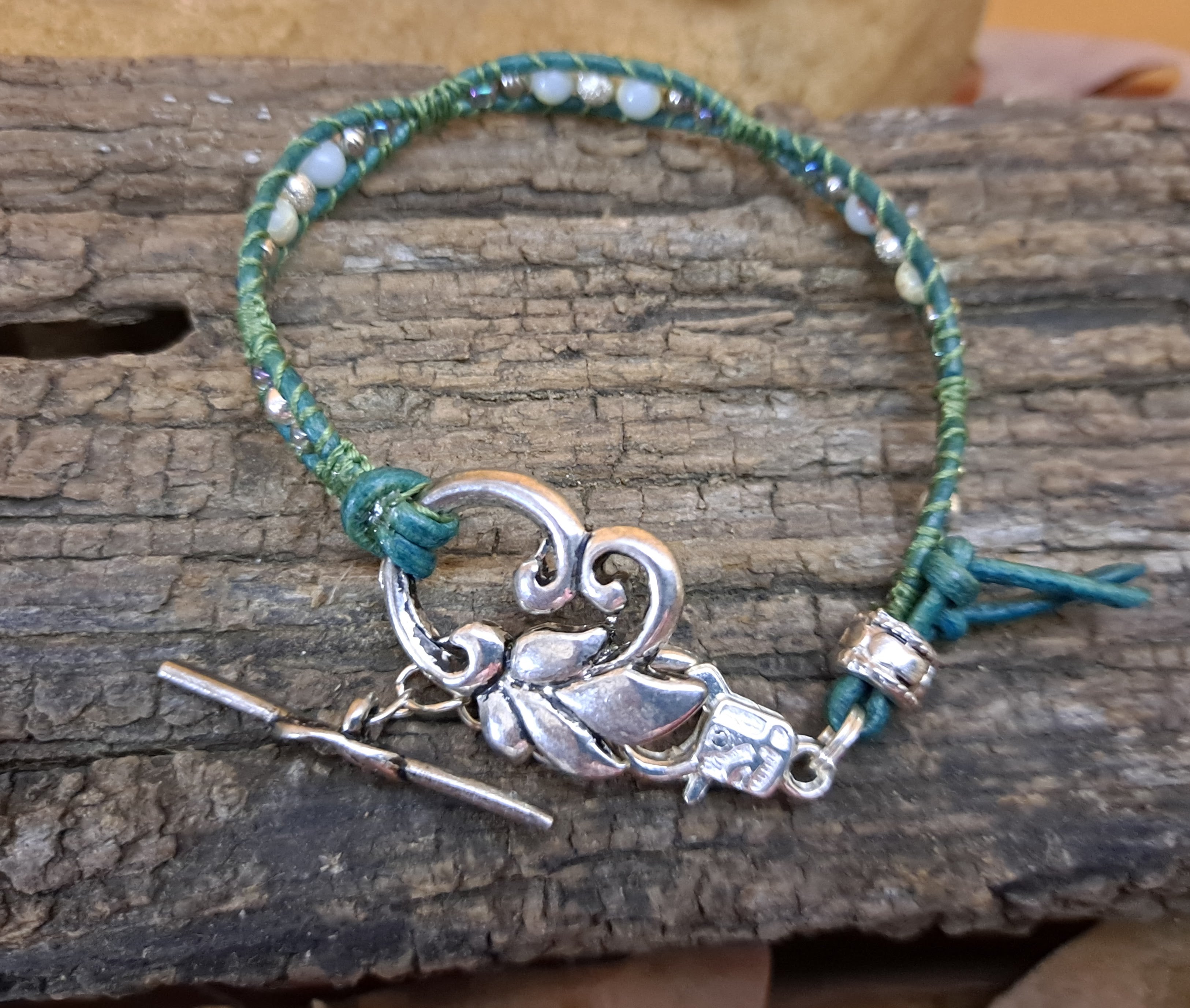 Bracelet Handmade, Single Wrap Leather Bracelet, Jasper Beads (D33)