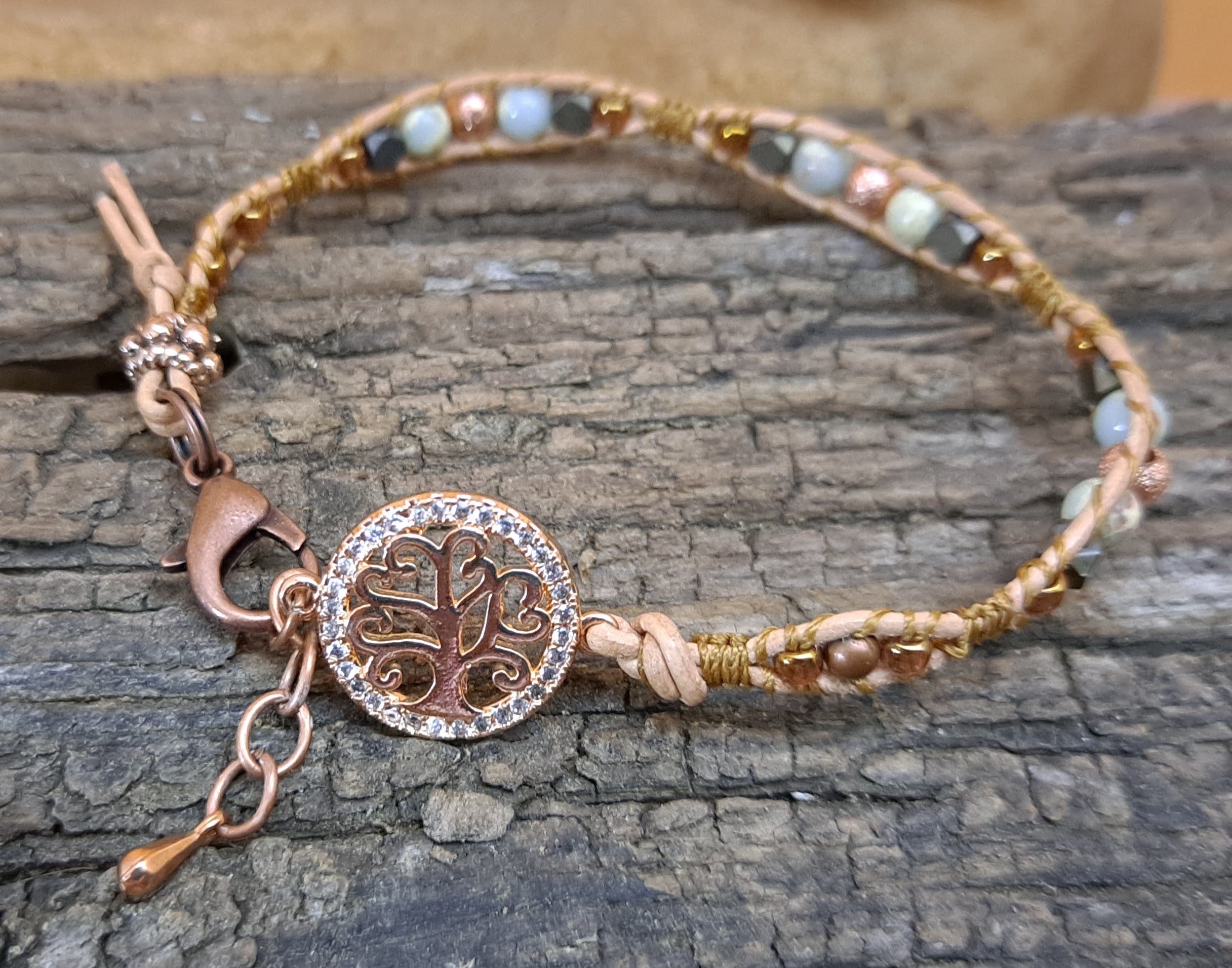 Bracelet Handmade, Single Wrap Leather Bracelet, Jasper Beads (J42)