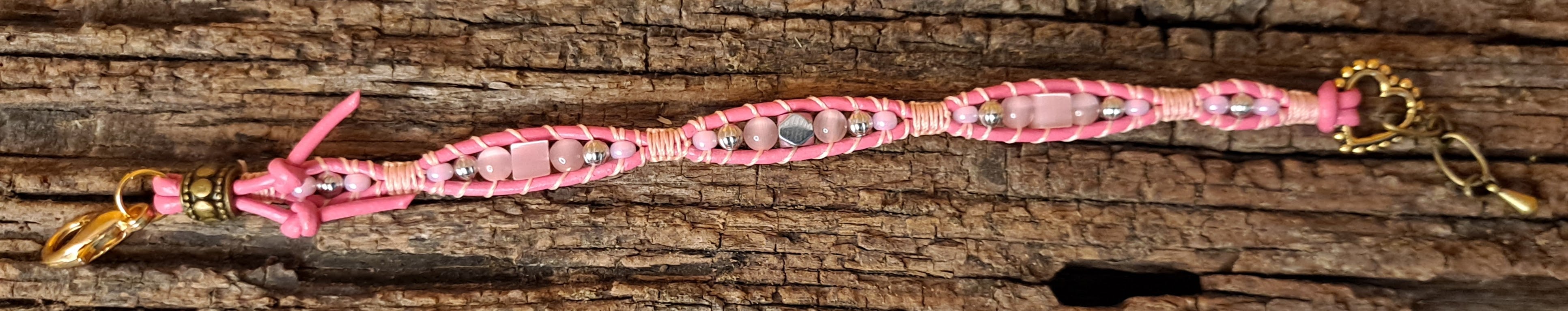 Bracelet Handmade, Single Wrap Leather Bracelet, Glass Beads (G18)
