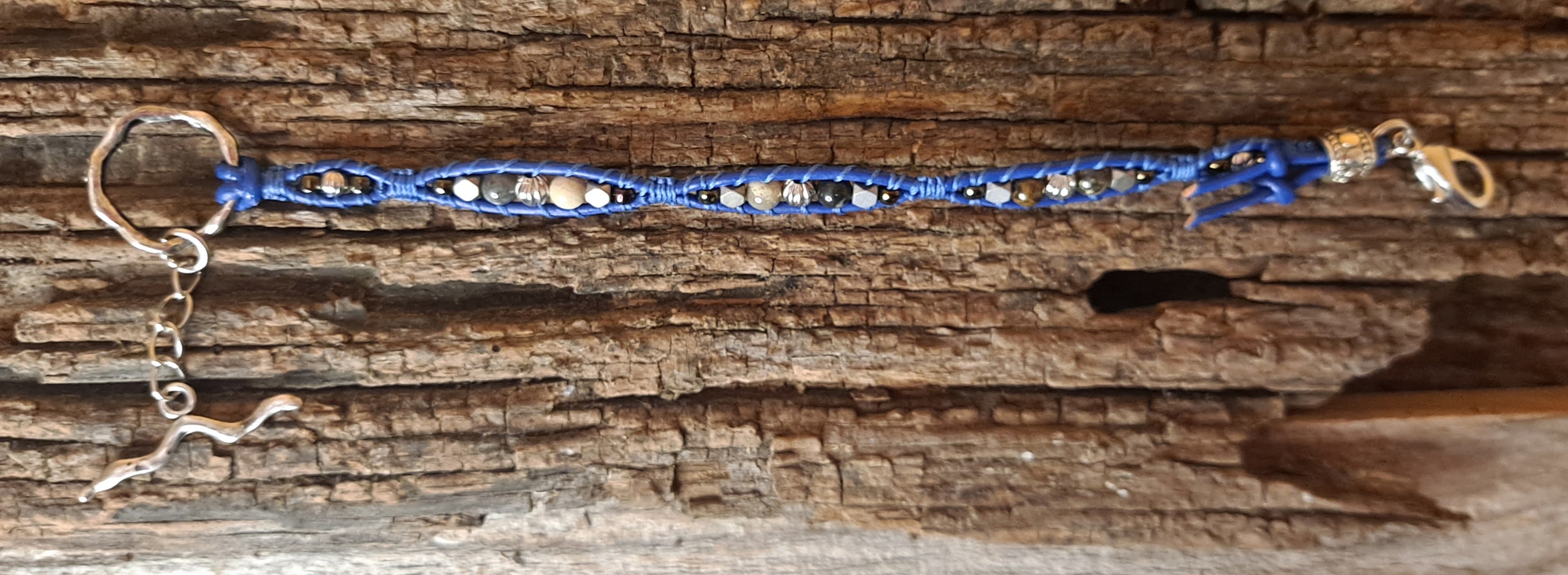Bracelet Handmade, Single Wrap Leather Bracelet, Agate Beads (J47)
