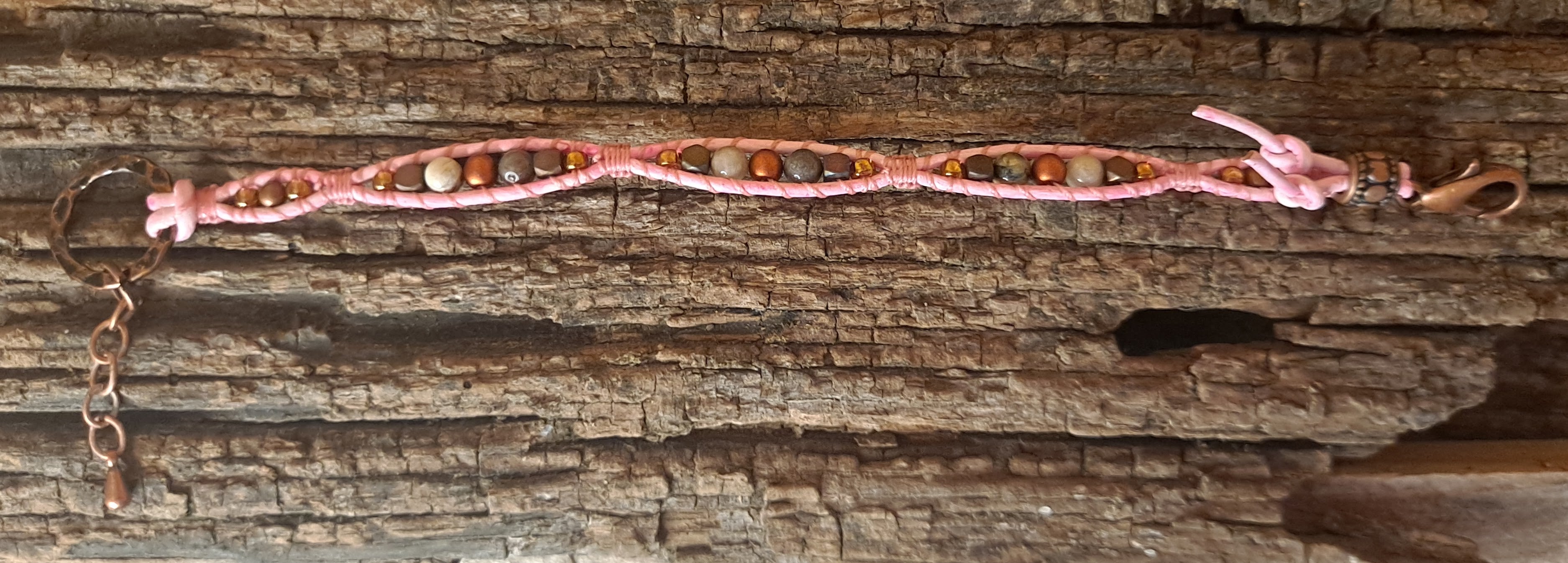 Bracelet Handmade, Single Wrap Leather Bracelet, Agate Beads (J45)