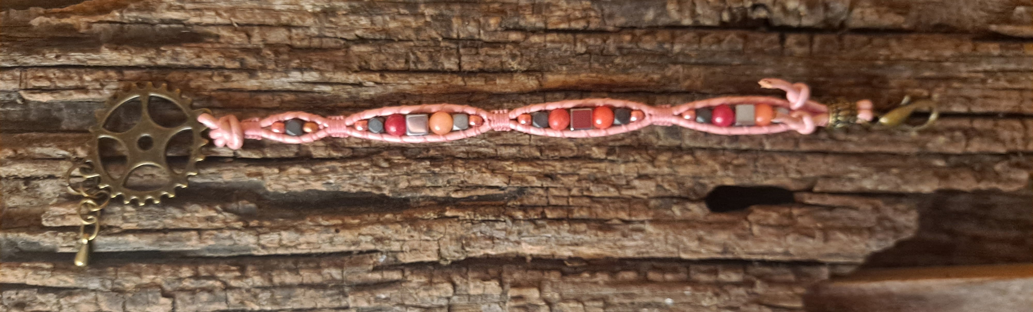 Bracelet Handmade, Single Wrap Leather Bracelet, Quartzite Beads (J21)