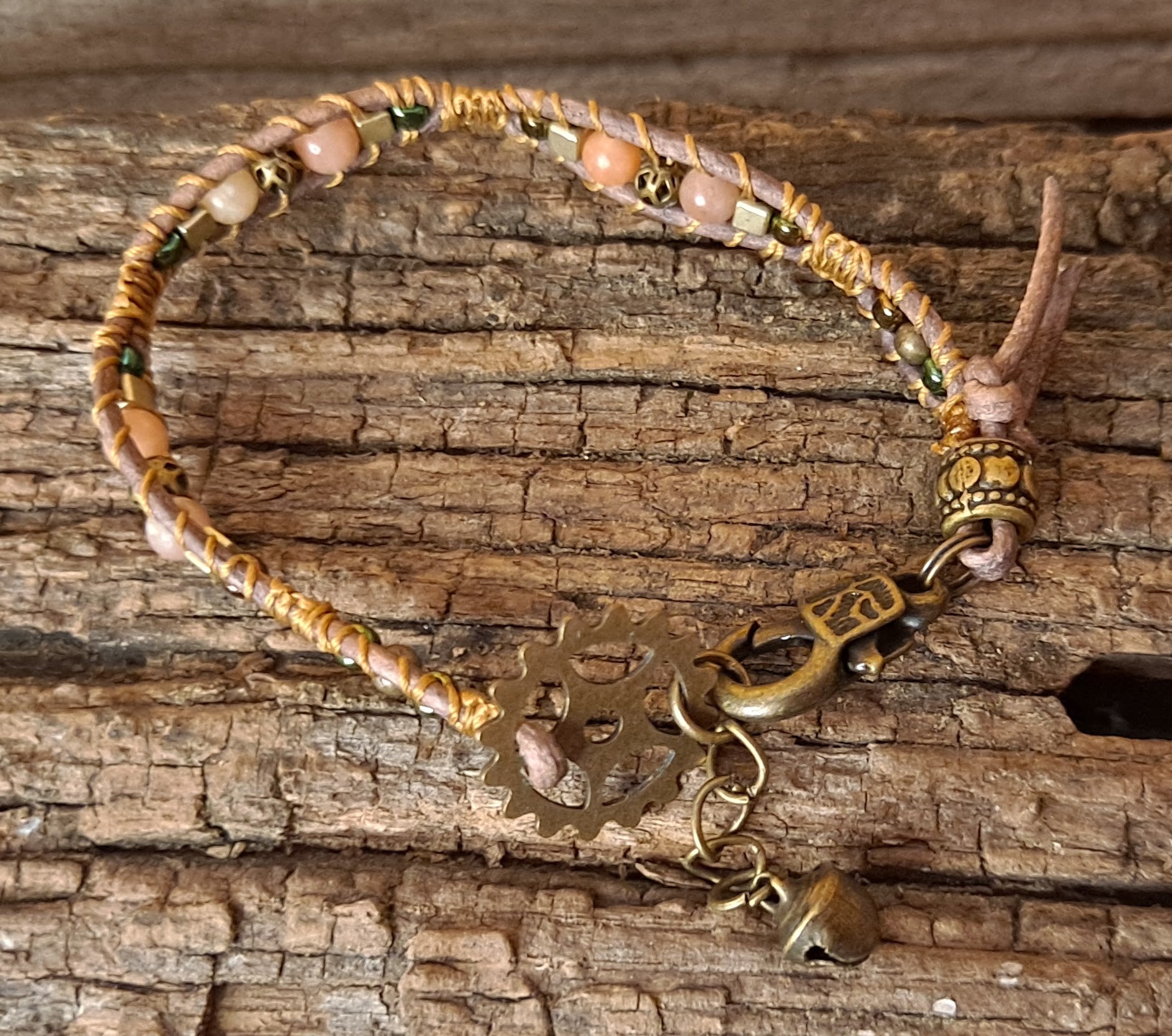 Bracelet Handmade, Single Wrap Leather Bracelet, Jasper Beads (J5)