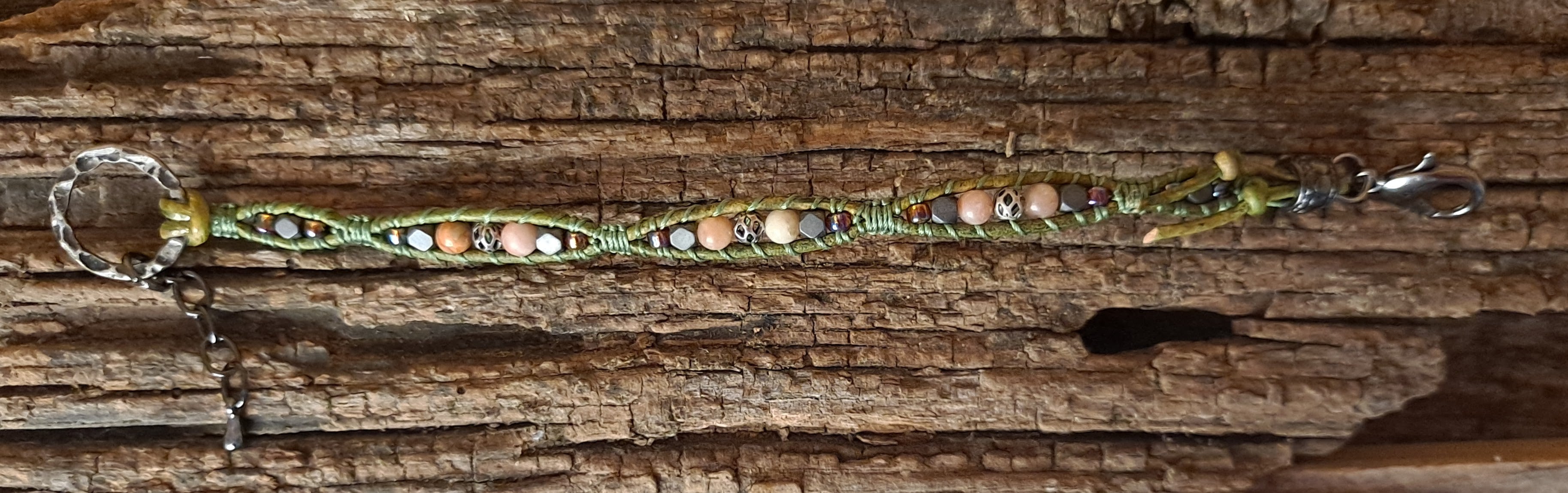 Bracelet Handmade, Single Wrap Leather Bracelet, Jasper Beads (J8)