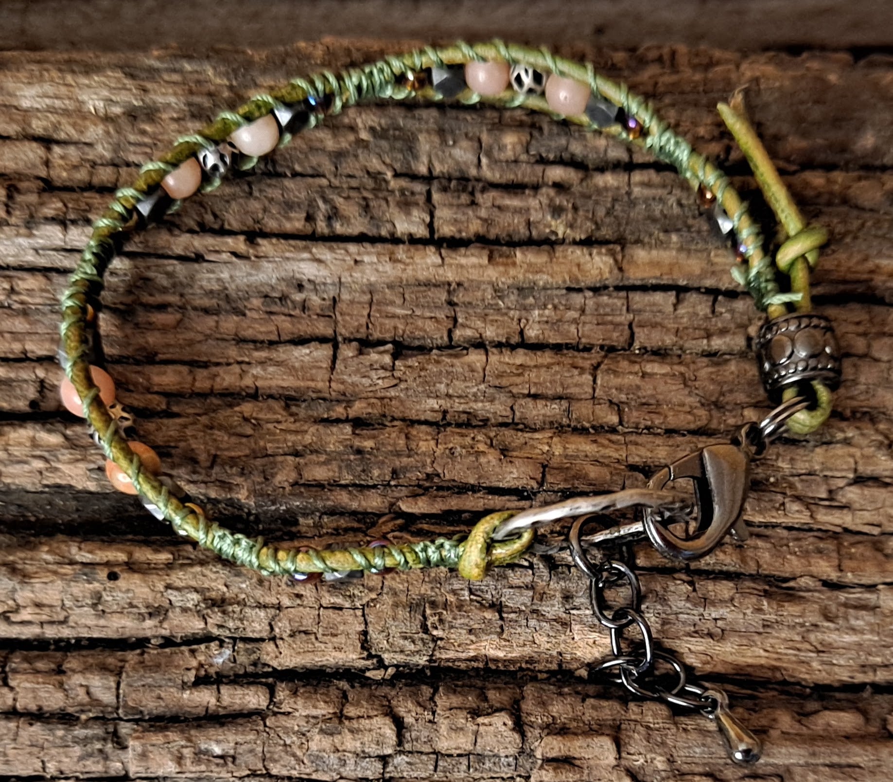 Bracelet Handmade, Single Wrap Leather Bracelet, Jasper Beads (J8)
