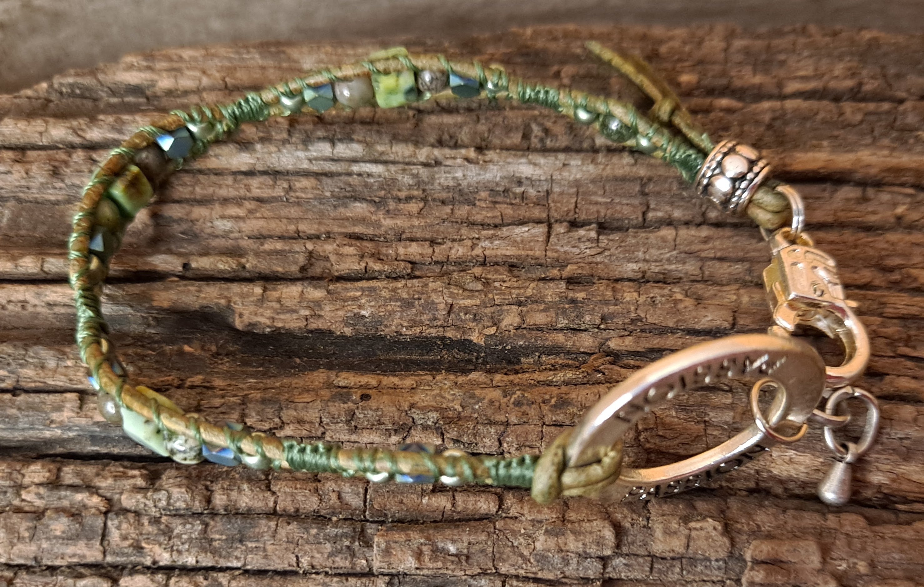Bracelet Handmade, Single Wrap Leather Bracelet, Glass Beads (J88)
