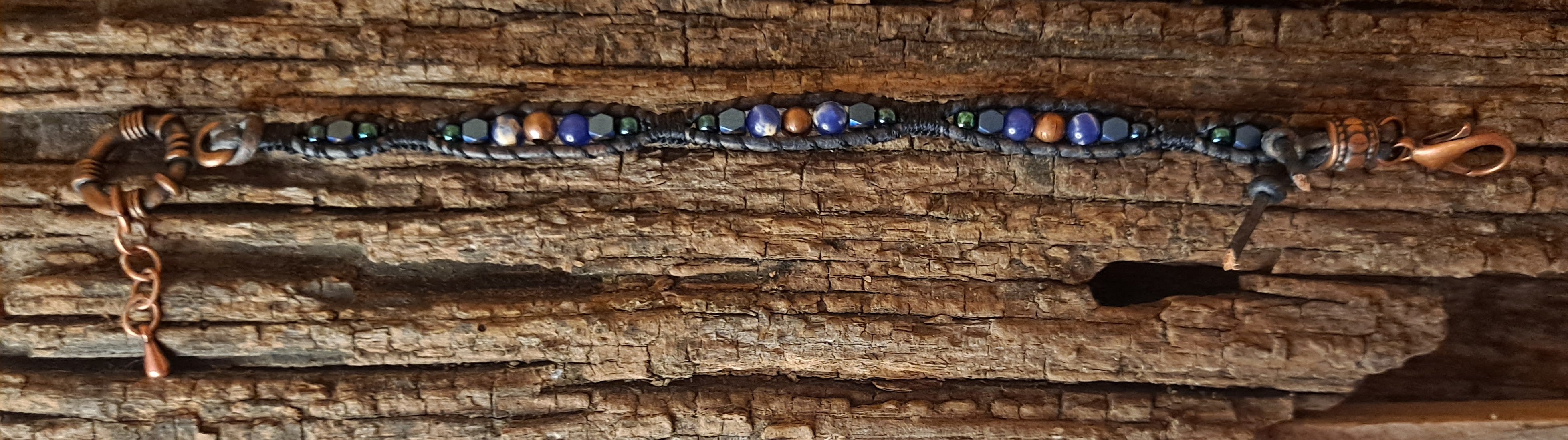 Bracelet Handmade, Single Wrap Leather Bracelet, Glass Beads (J9)