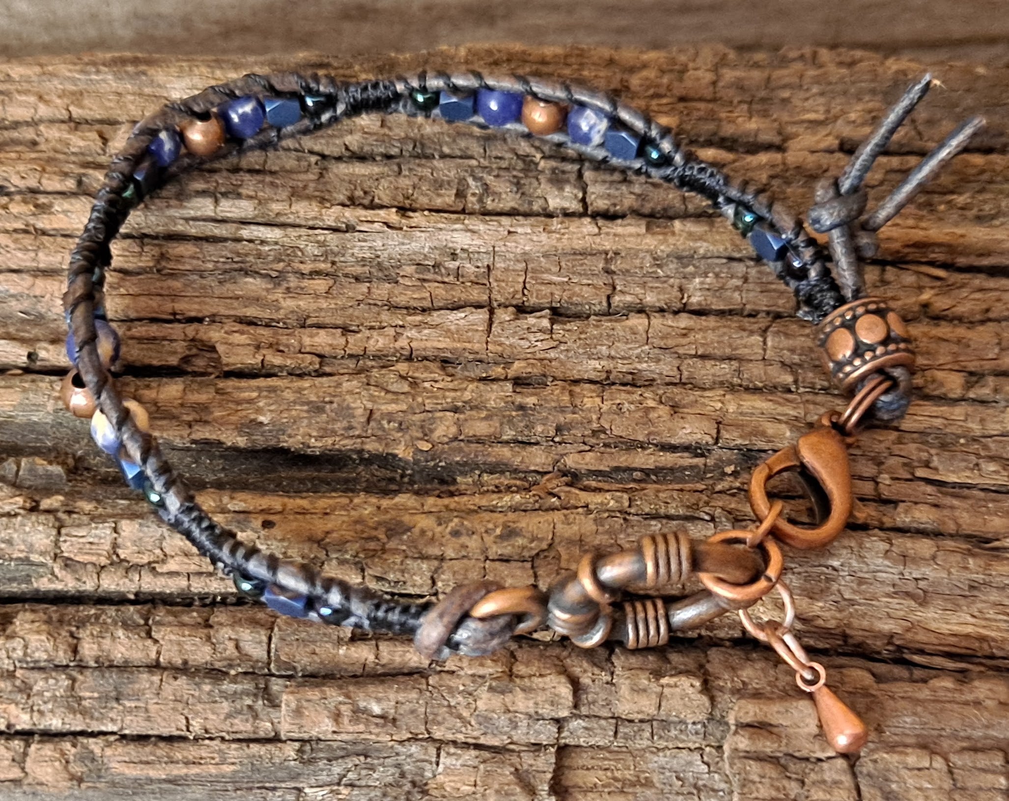 Bracelet Handmade, Single Wrap Leather Bracelet, Glass Beads (J9)