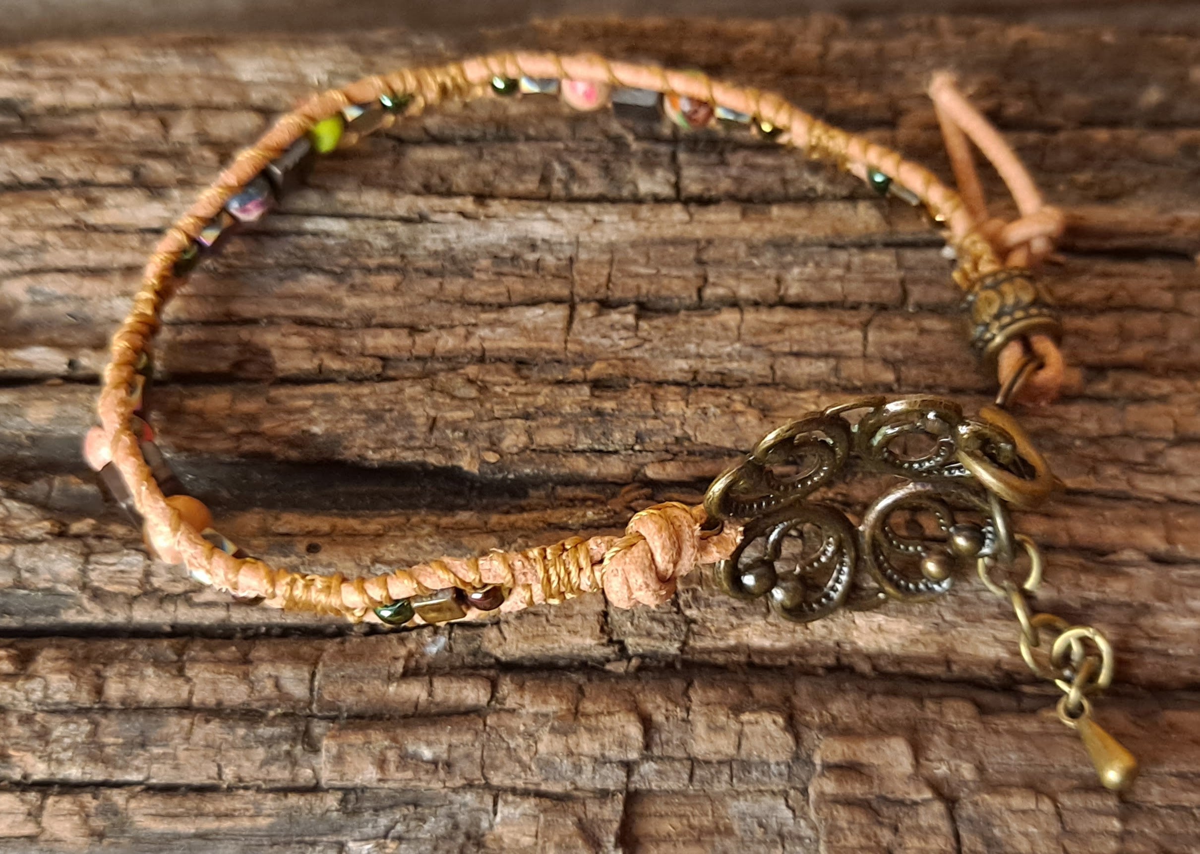 Bracelet Handmade, Single Wrap Leather Bracelet, Jasper Beads (C43)