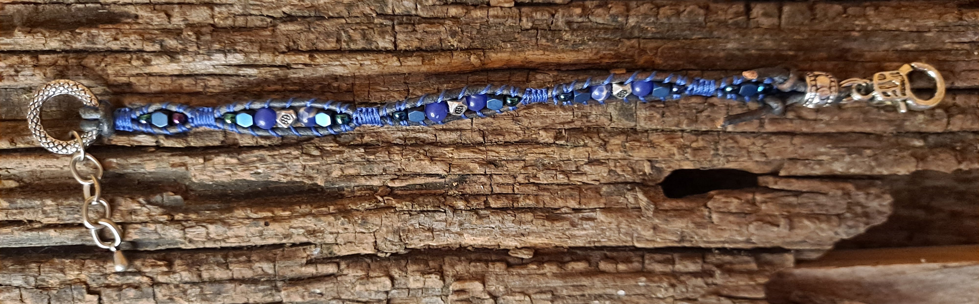 Bracelet Handmade, Single Wrap Leather Bracelet, Glass Beads (D12)