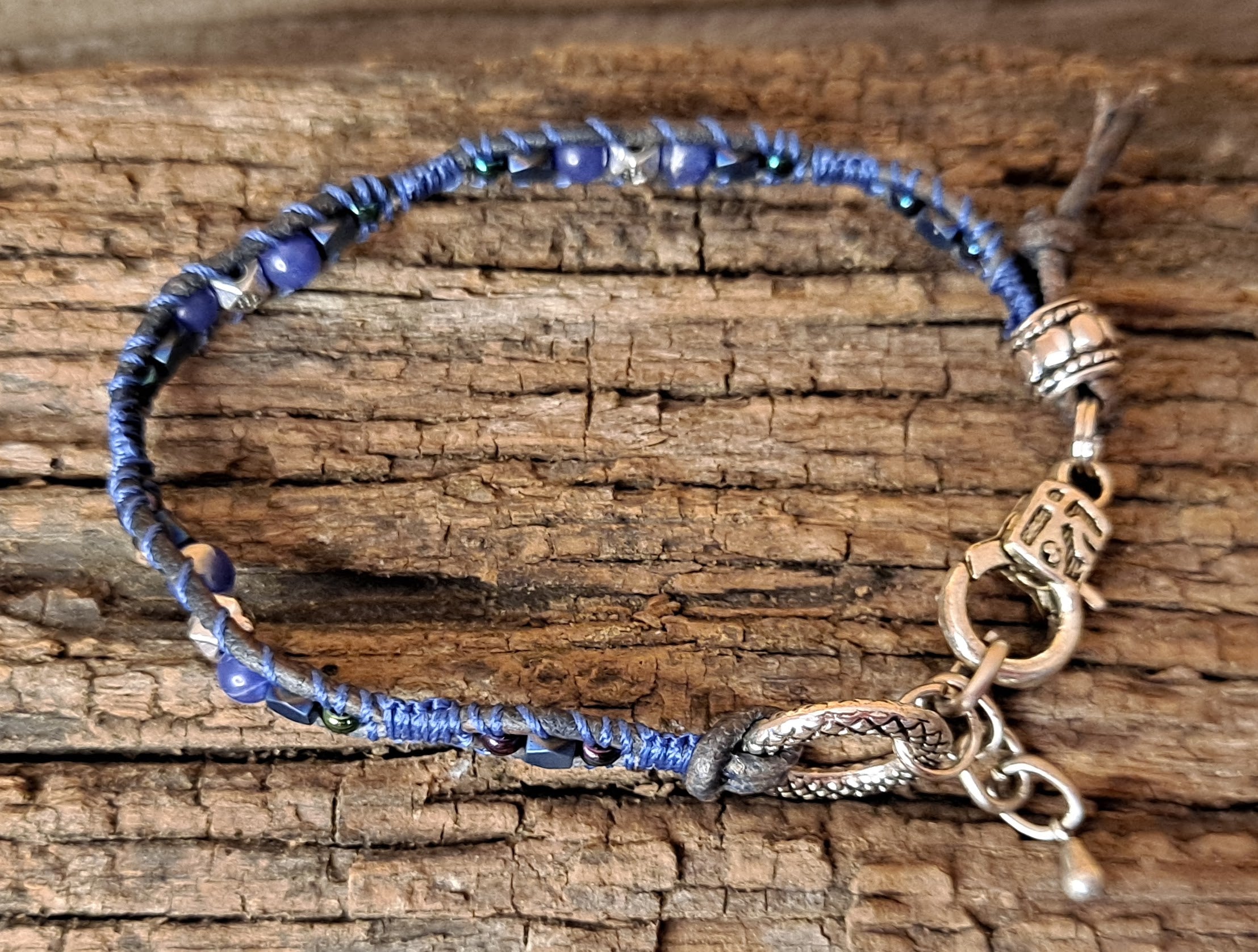 Bracelet Handmade, Single Wrap Leather Bracelet, Glass Beads (D12)