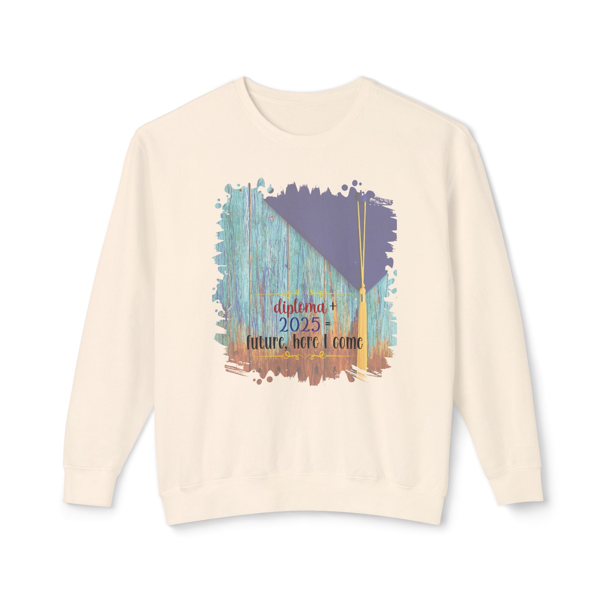 Diploma + 2025, 2025 Graduation, Unisex Lightweight Crewneck Sweatshirt