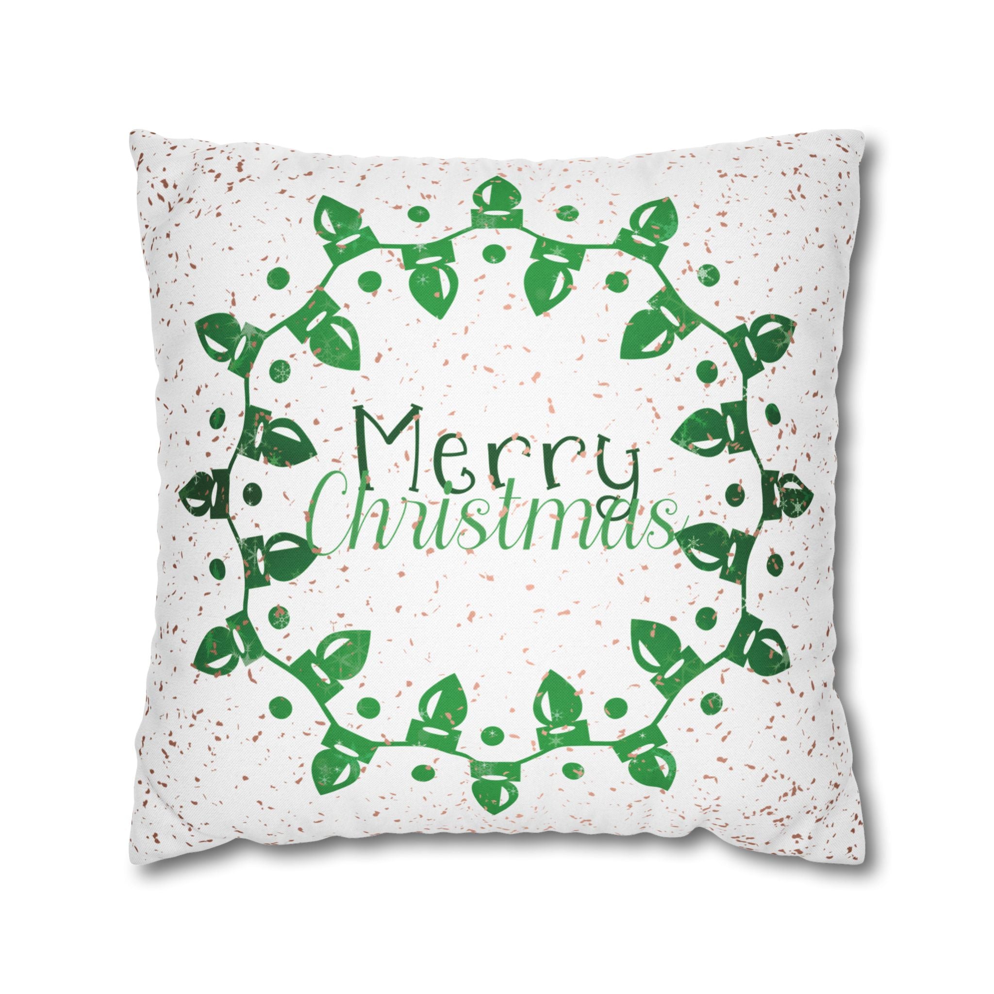 Merry Christmas Christmas Lights, Green Sparkle, Throw Pillow Case