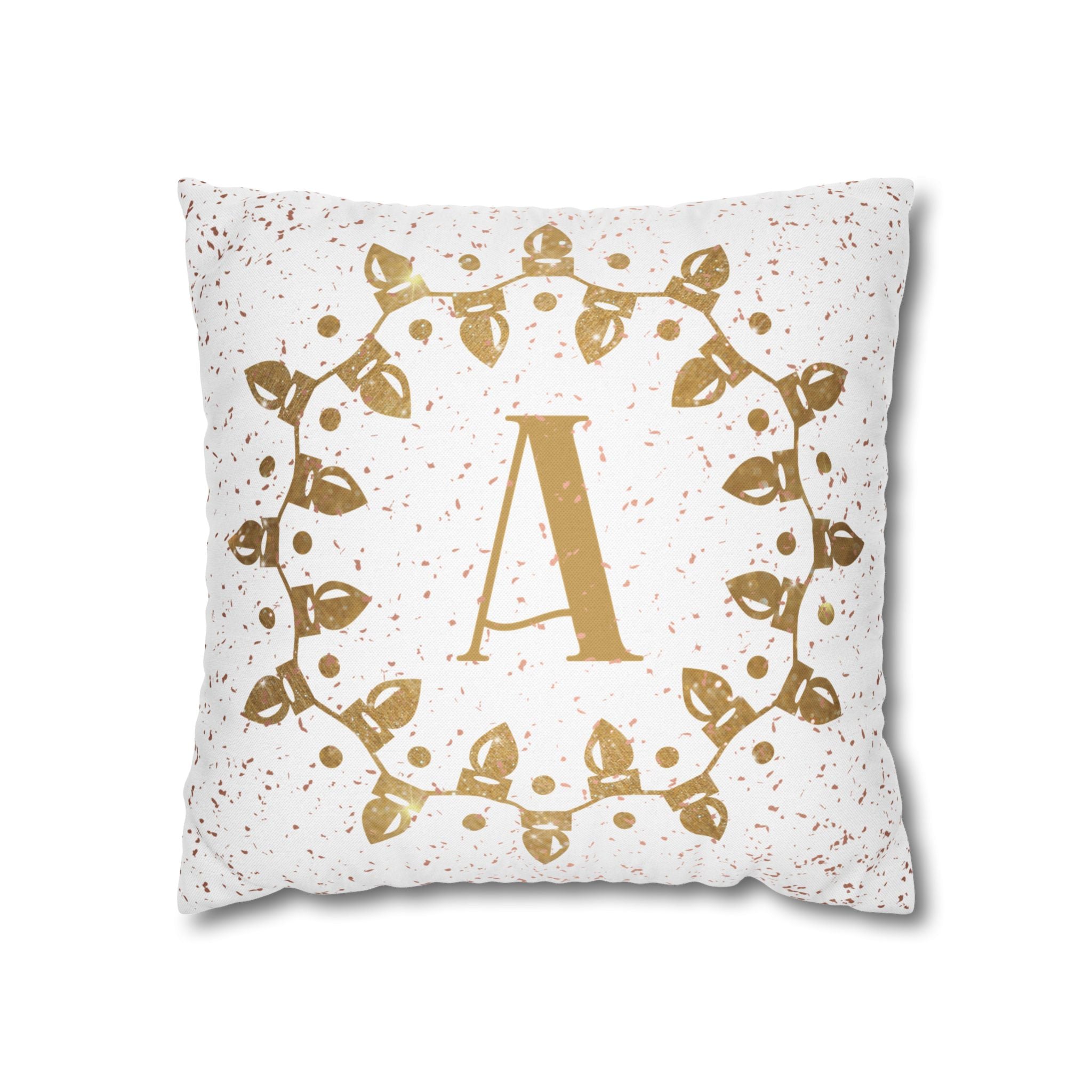 Monogram Christmas Lights, Personalized Monogram, Yellow Lights, Throw Pillow Case