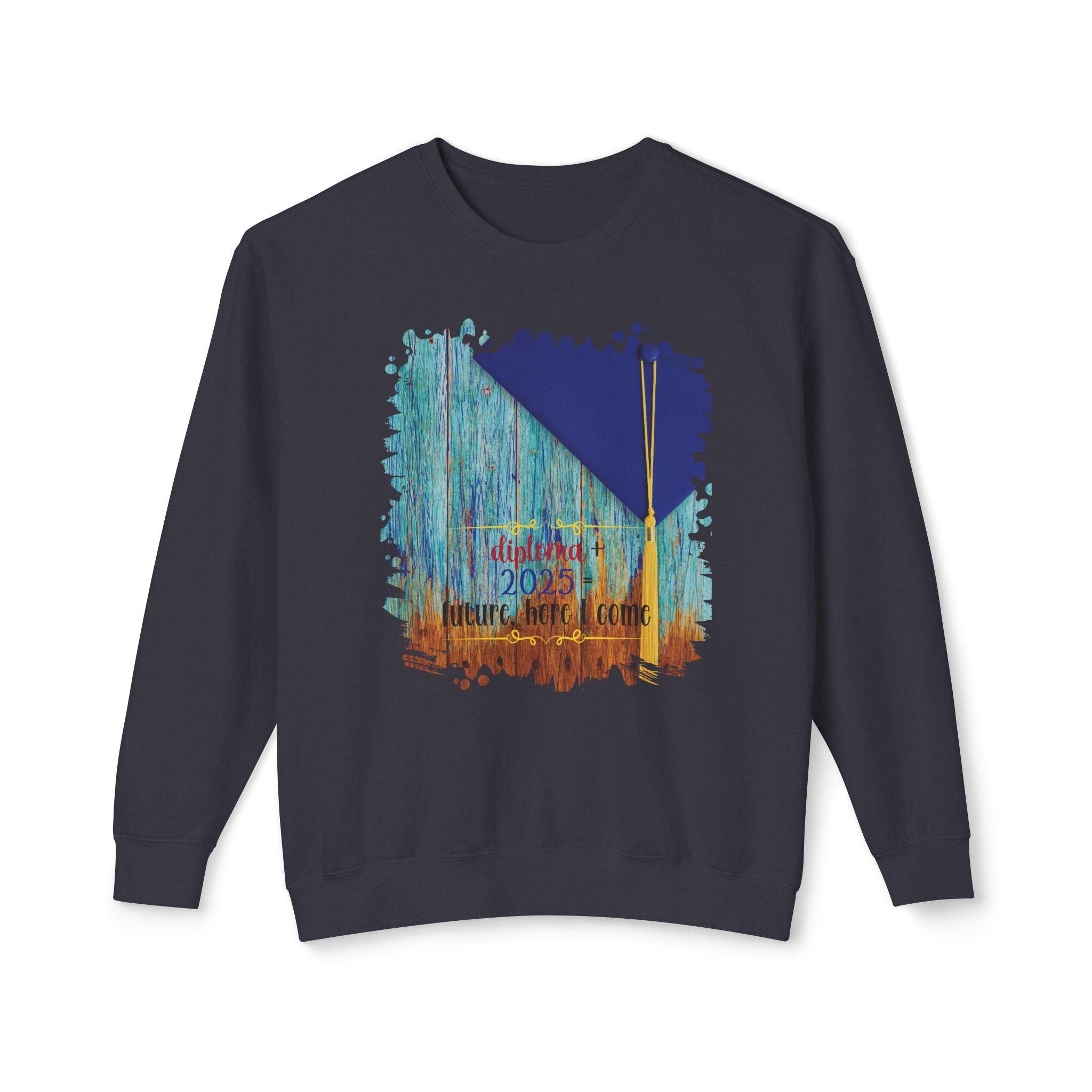 Diploma + 2025, 2025 Graduation, Unisex Lightweight Crewneck Sweatshirt