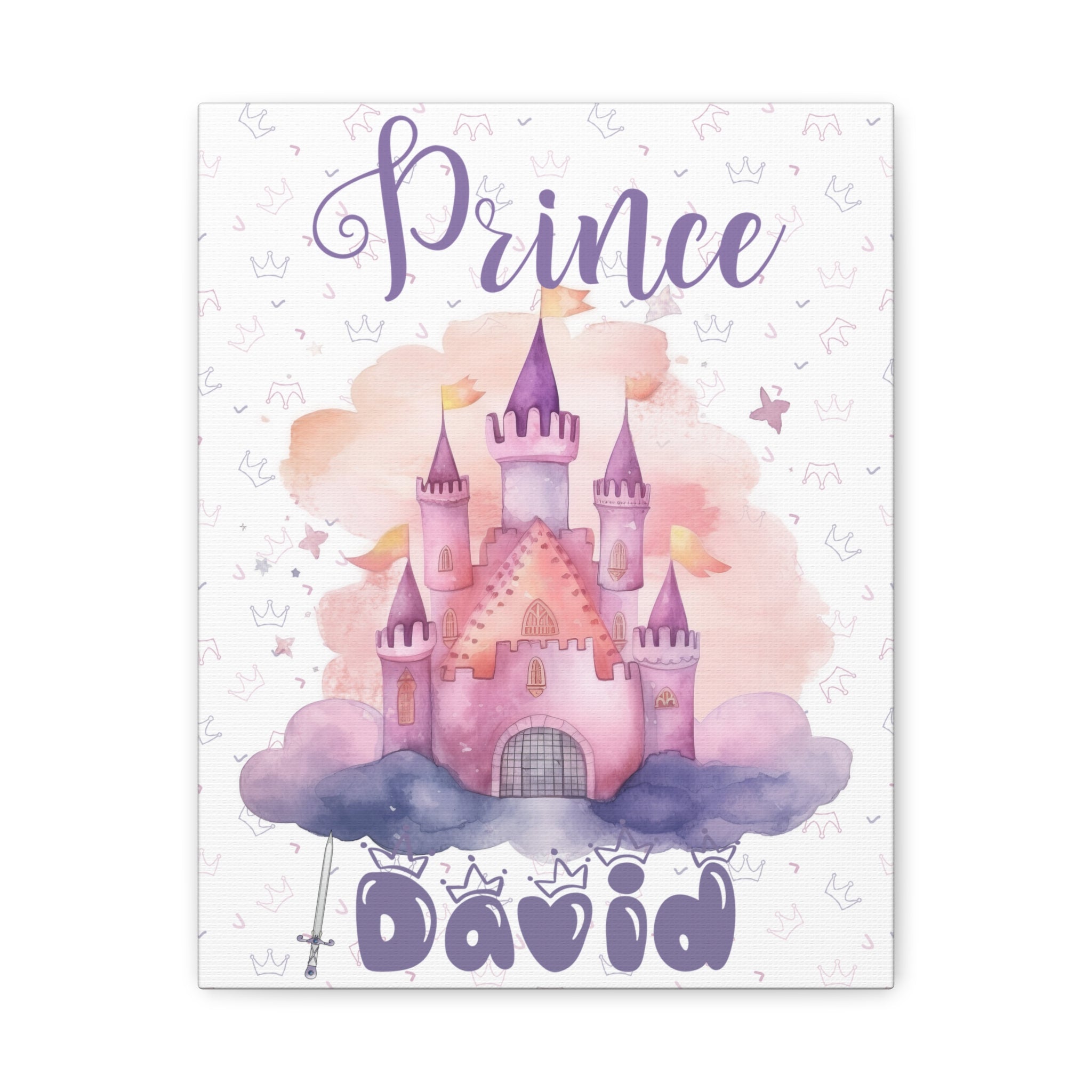 Personalized Prince or Princess Name Canvas | Custom Fairy-Tale Child’s Room Wall Art, Stretched Matte Print