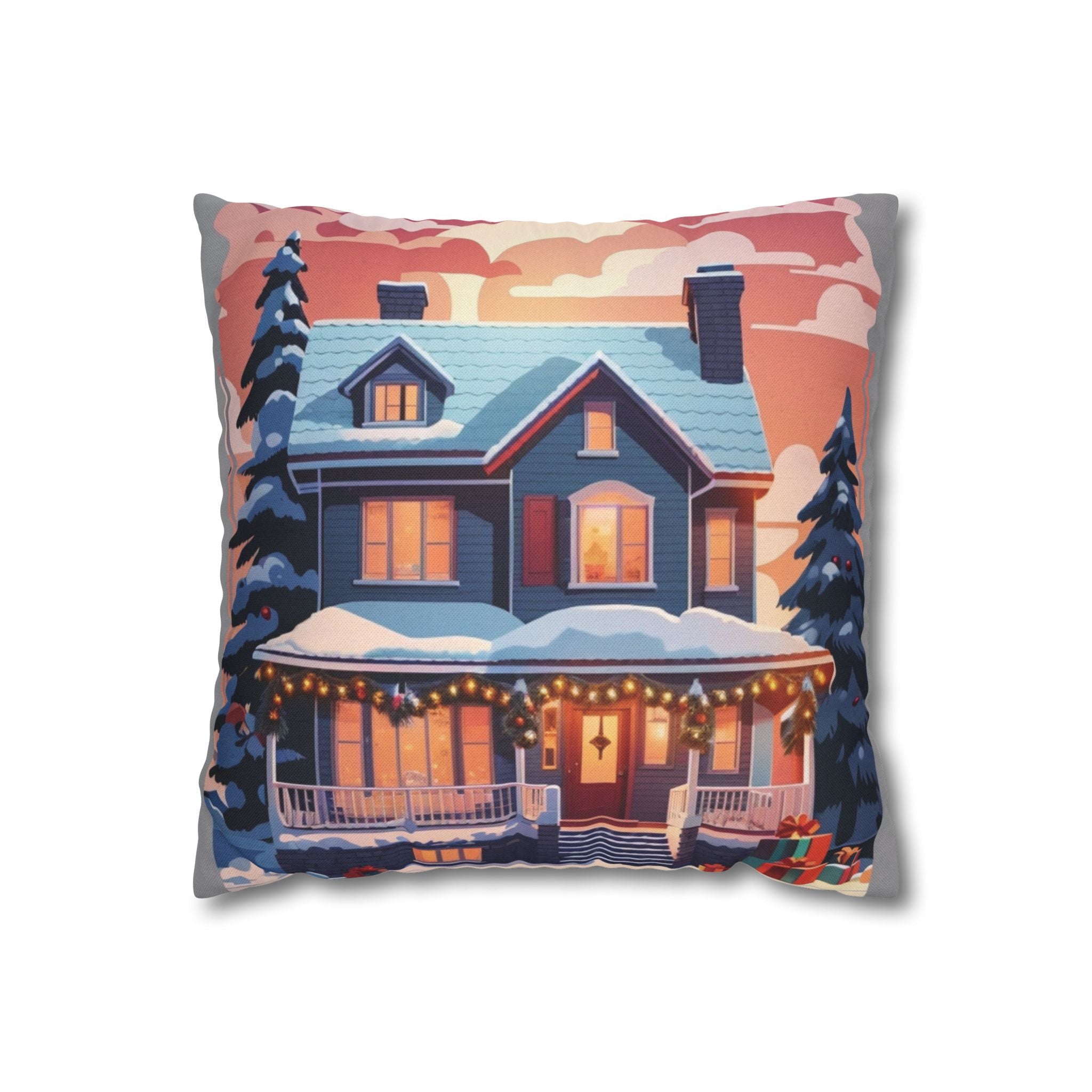 Vintage Holiday Home, Throw Pillow Case