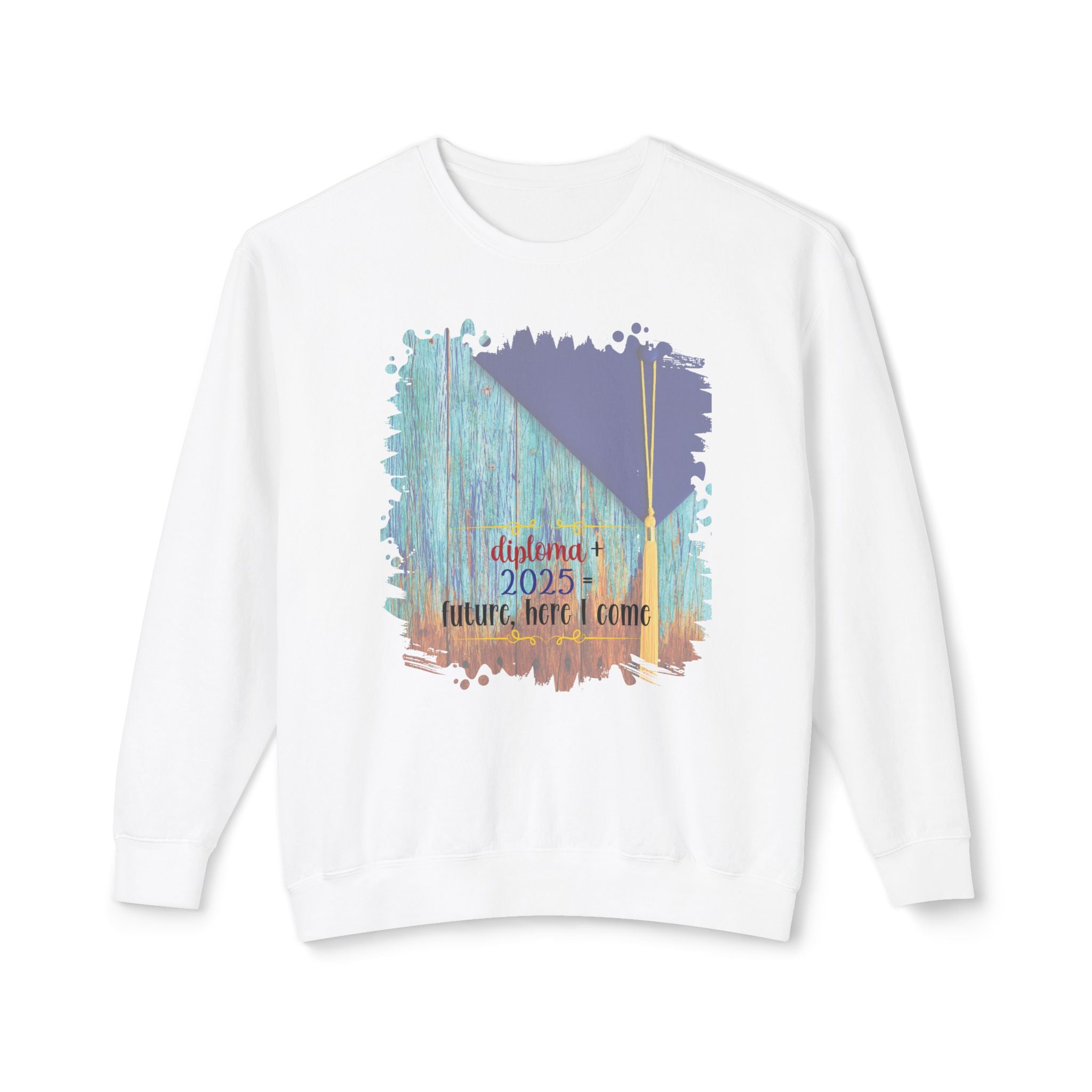 Diploma + 2025, 2025 Graduation, Unisex Lightweight Crewneck Sweatshirt