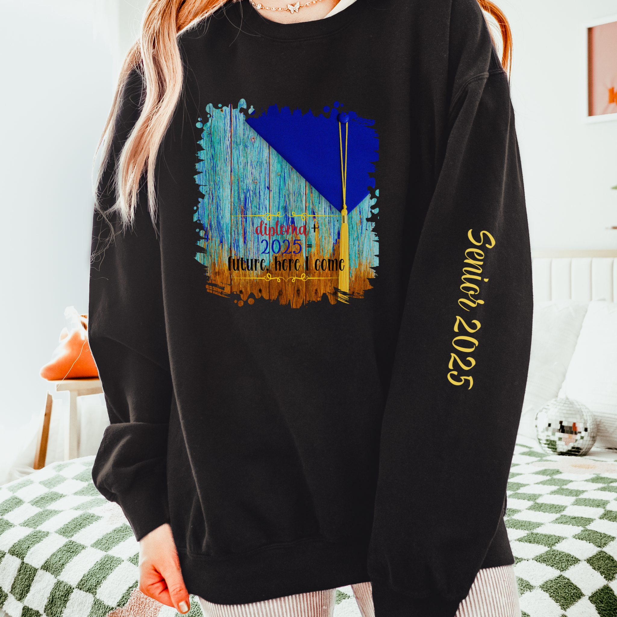 Diploma + 2025, 2025 Graduation, Unisex Lightweight Crewneck Sweatshirt