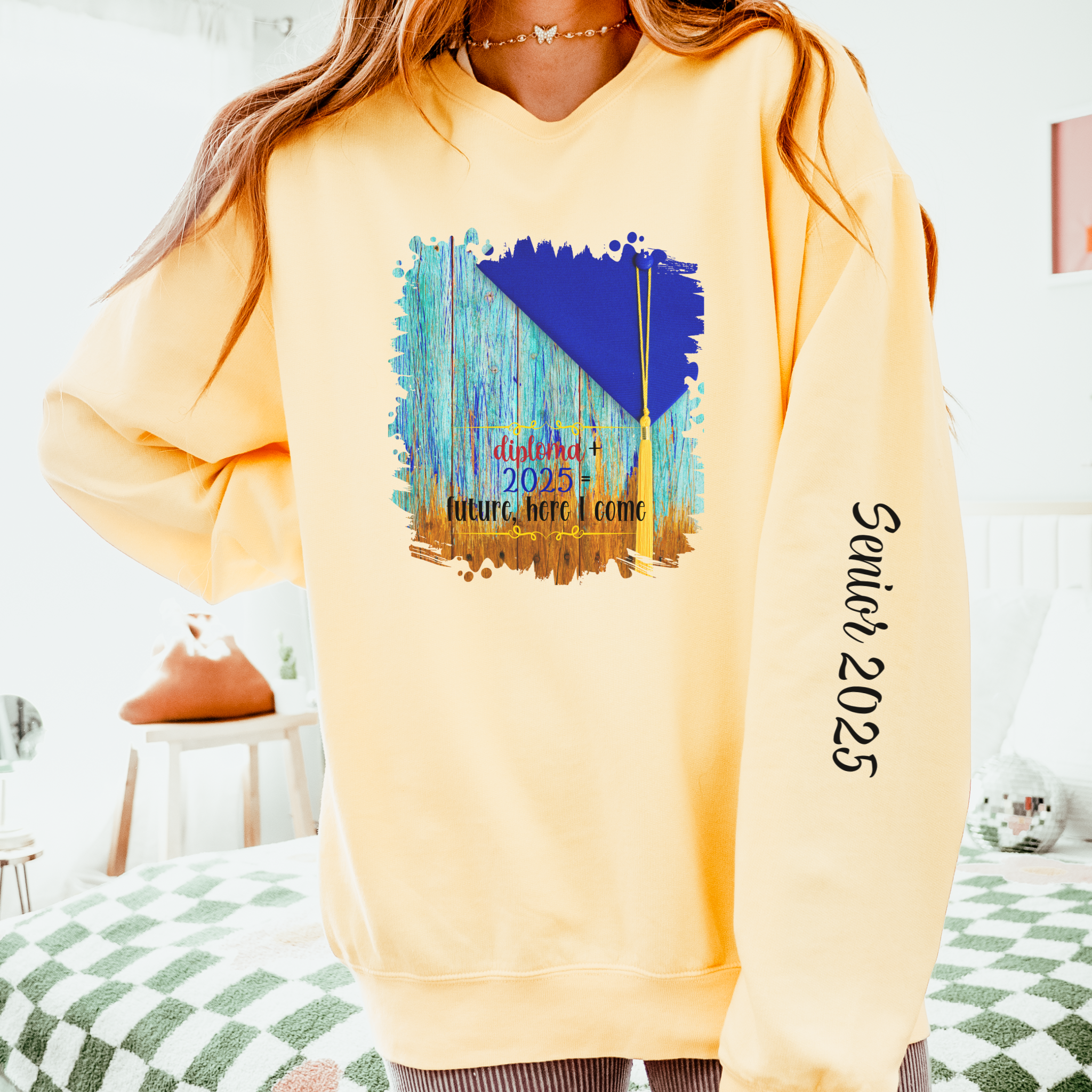Diploma + 2025, 2025 Graduation, Unisex Lightweight Crewneck Sweatshirt