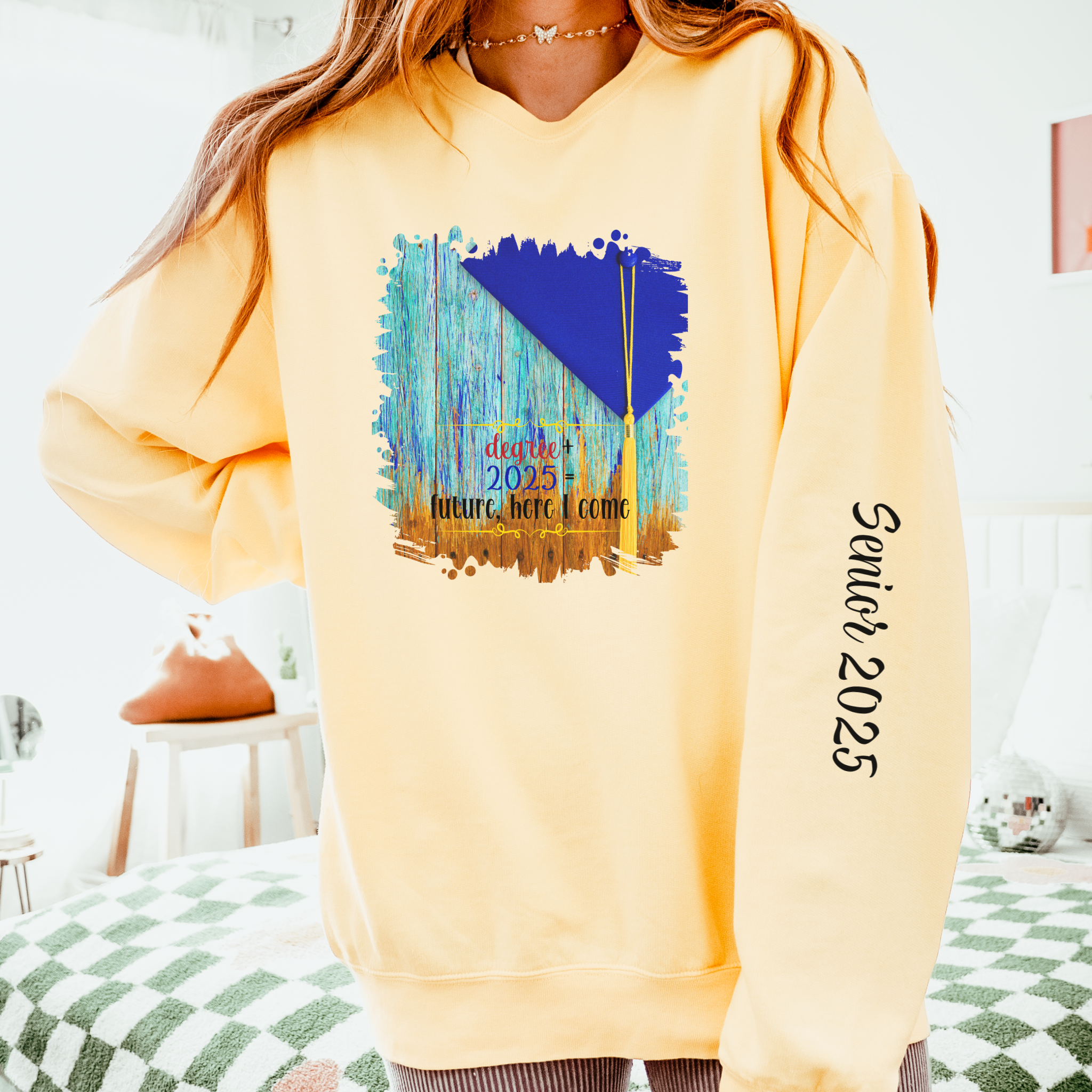 Degree + 2025, 2025 Graduation, Unisex Lightweight Crewneck Sweatshirt