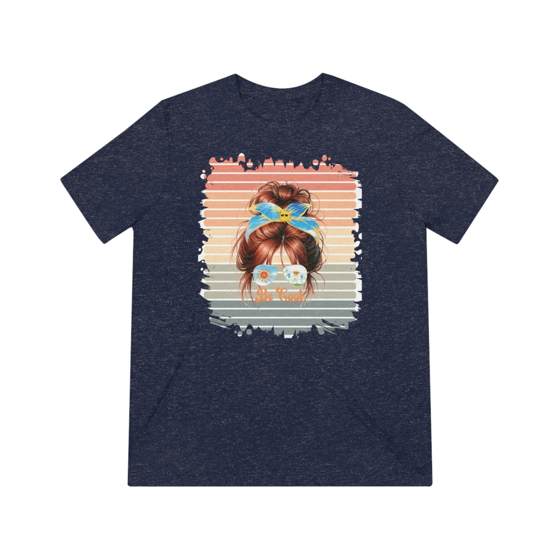 Be Cool Sun Retro, Red Hair Messy Bun, Unisex Triblend T - Shirt - Janlyn's Crafts