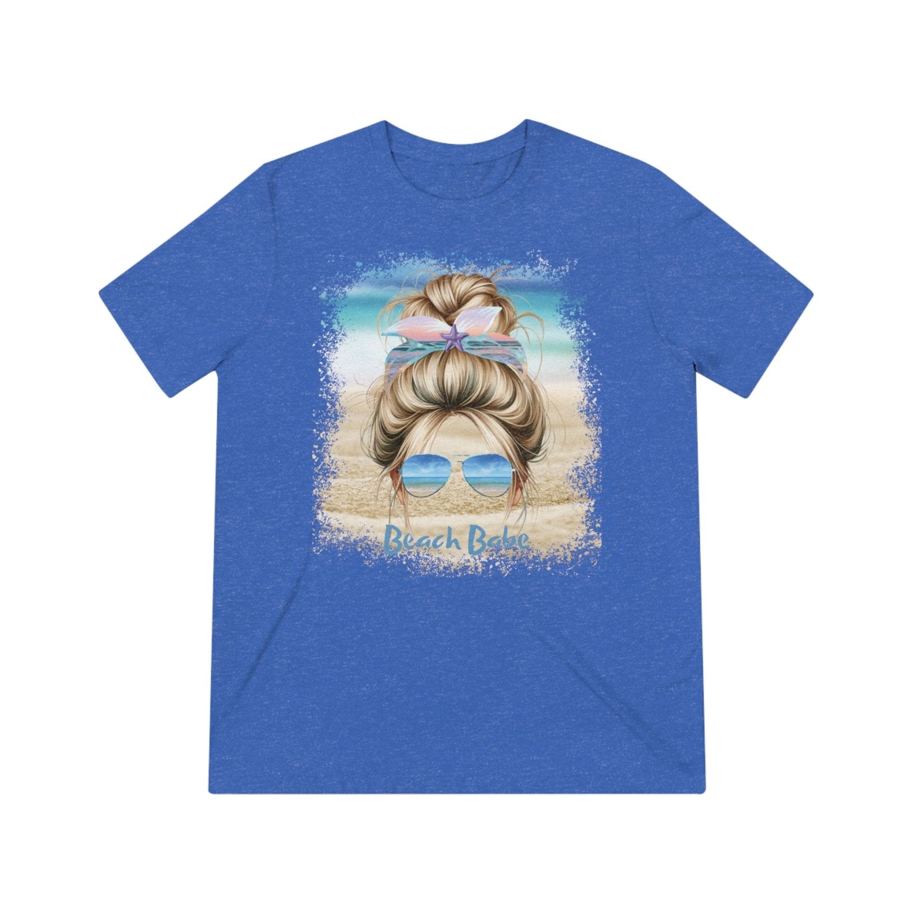 Beach Babe, Blond Hair Messy Bun, Unisex Triblend T-Shirt - Janlyn's Crafts
