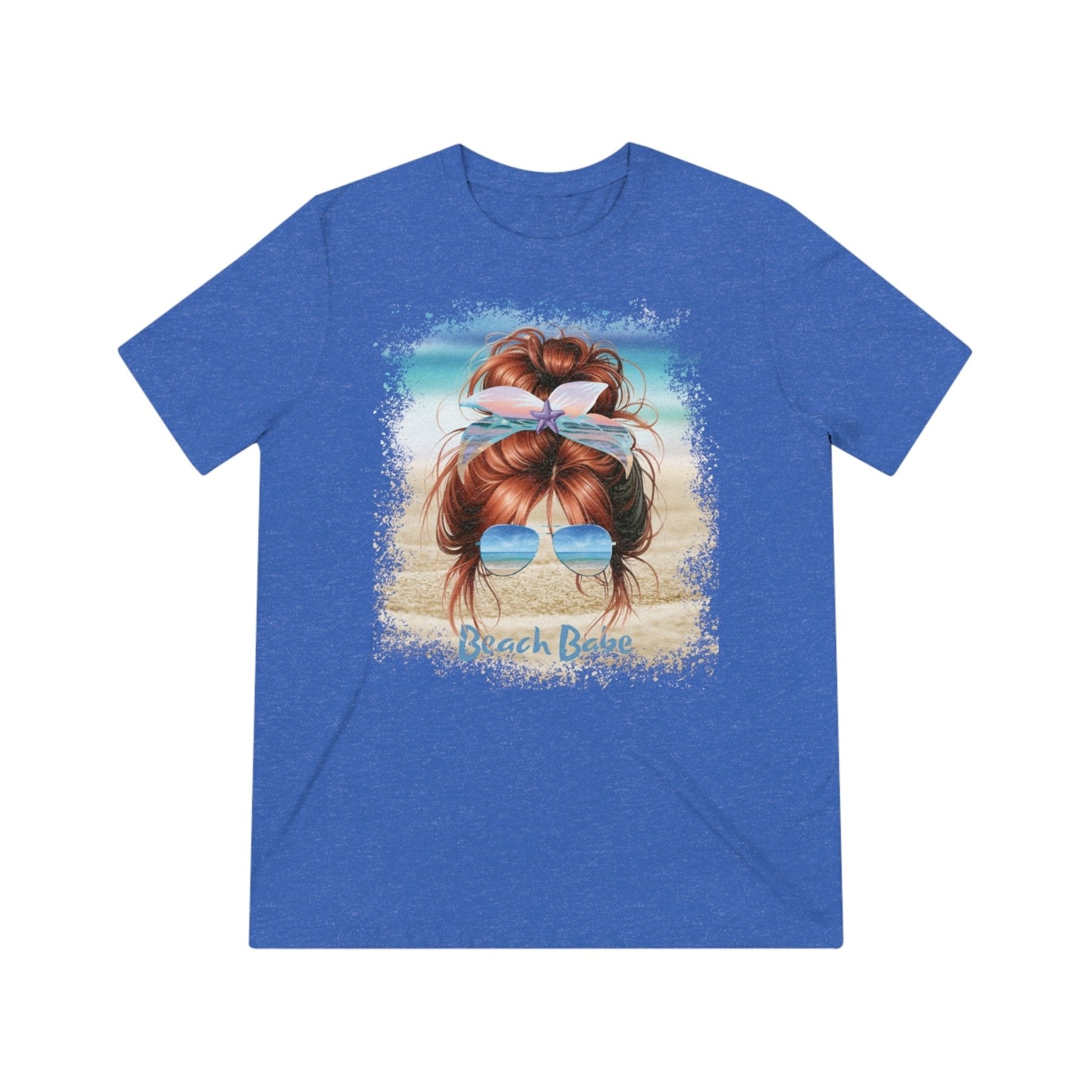 Beach Babe, Red Hair Messy Bun, Unisex Triblend T-Shirt - Janlyn's Crafts
