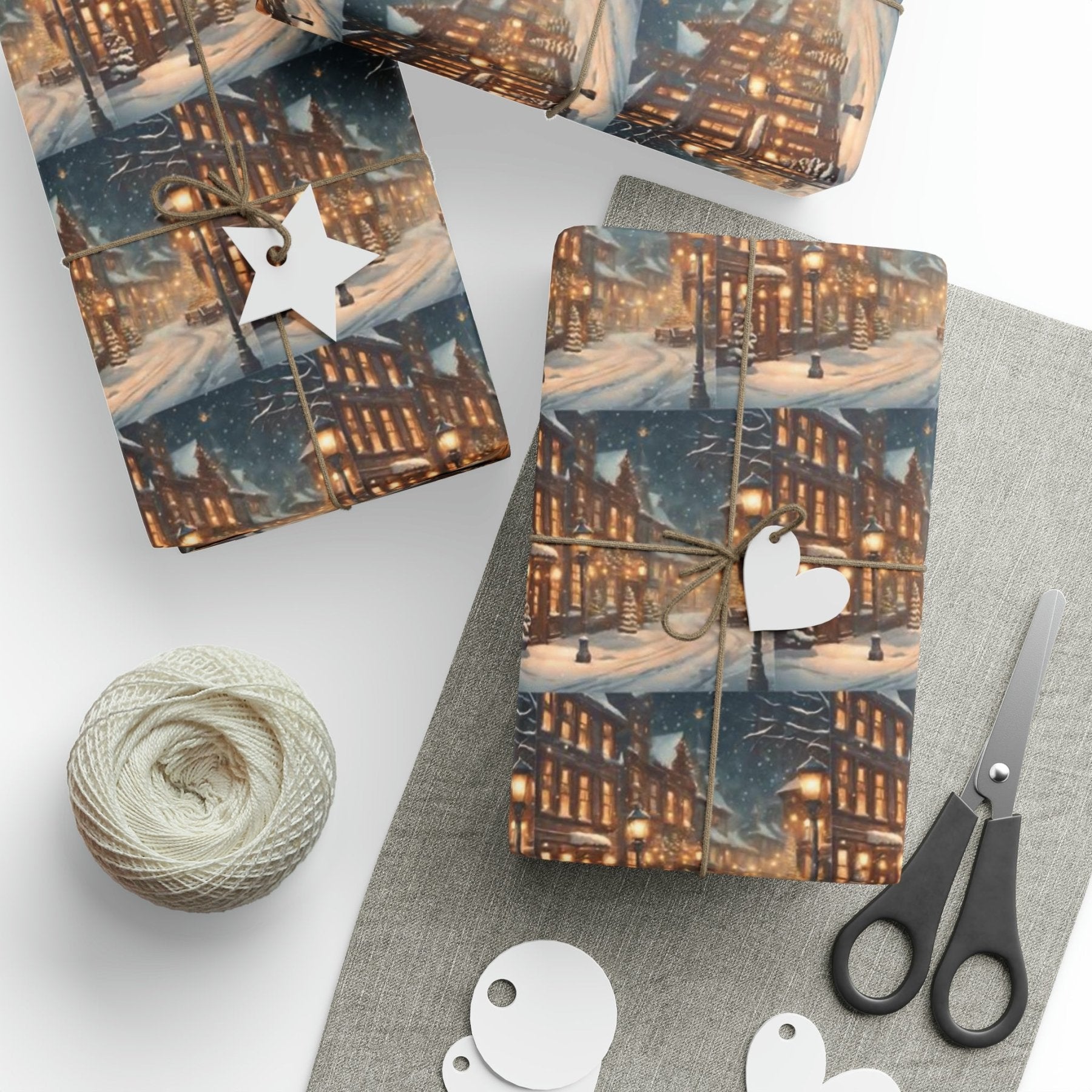 Christmas Wrapping Paper, Vintage Christmas Scene 2 - Janlyn's Crafts