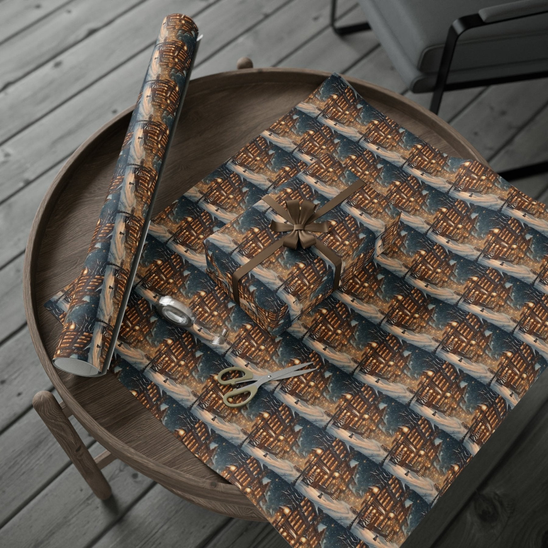 Christmas Wrapping Paper, Vintage Christmas Scene 2 - Janlyn's Crafts