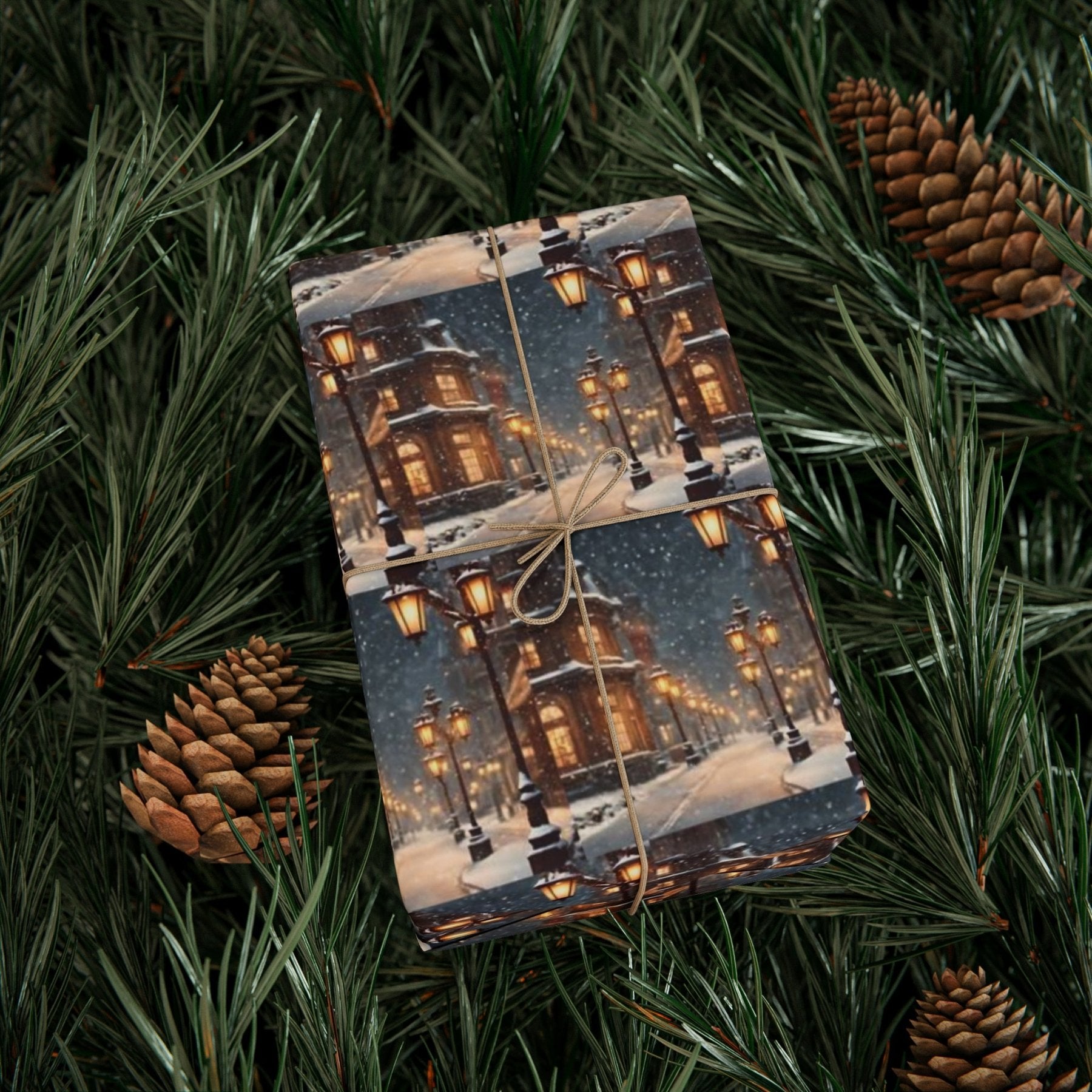 Christmas Wrapping Paper, Vintage Christmas Scene 3 - Janlyn's Crafts