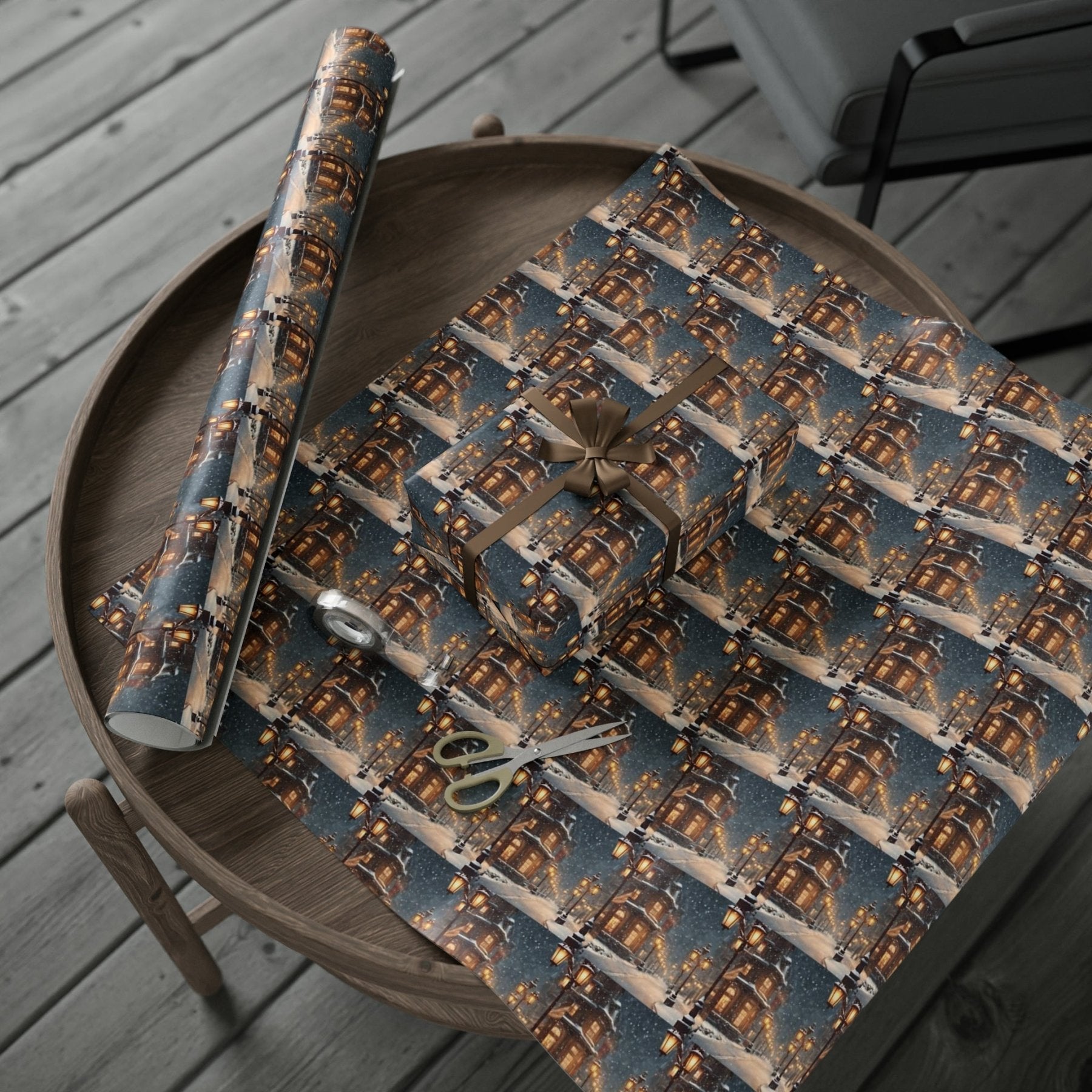 Christmas Wrapping Paper, Vintage Christmas Scene 3 - Janlyn's Crafts
