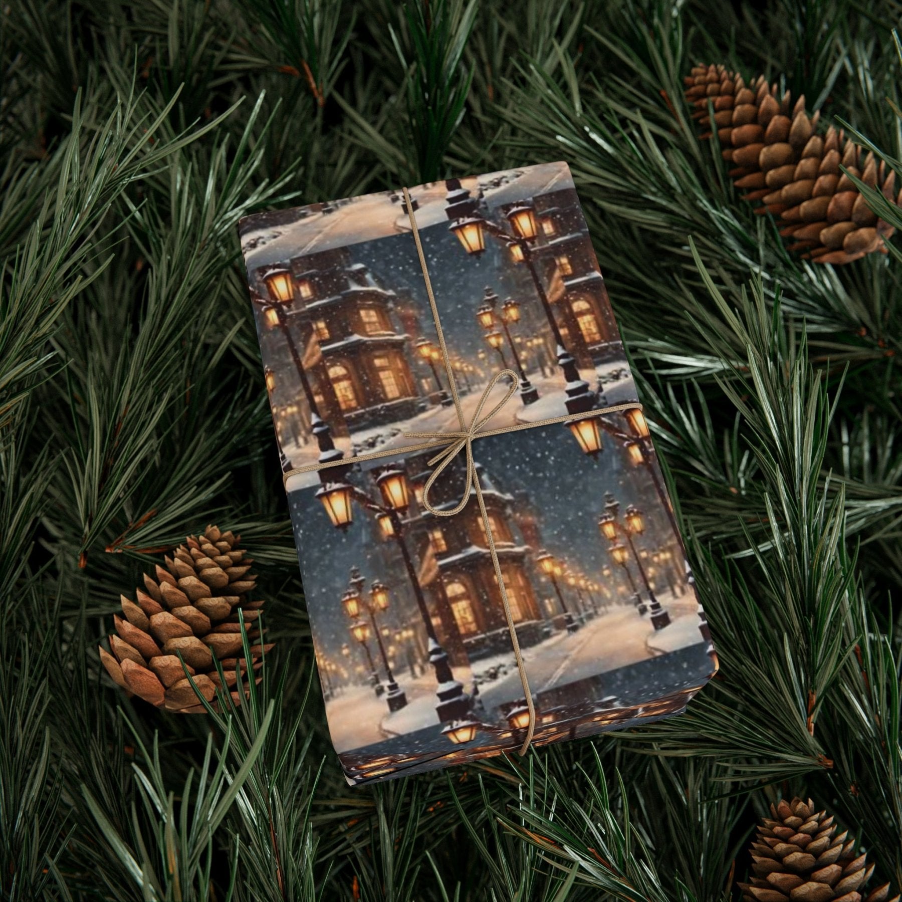 Christmas Wrapping Paper, Vintage Christmas Scene 3 - Janlyn's Crafts