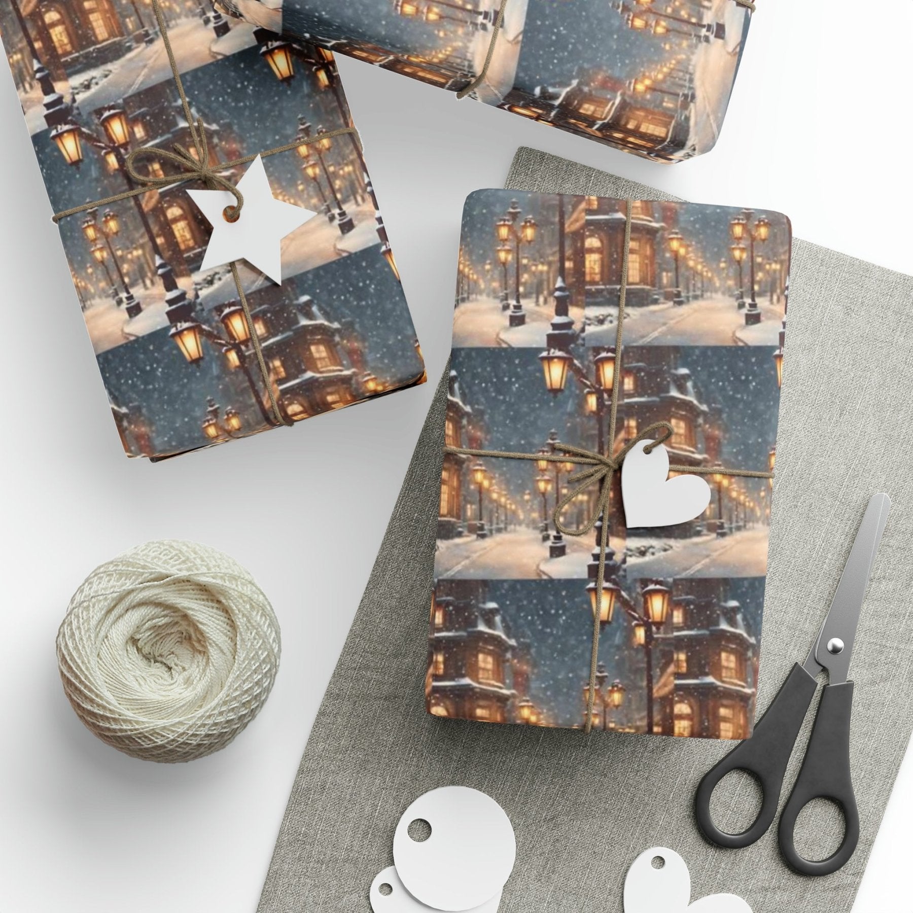 Christmas Wrapping Paper, Vintage Christmas Scene 3 - Janlyn's Crafts