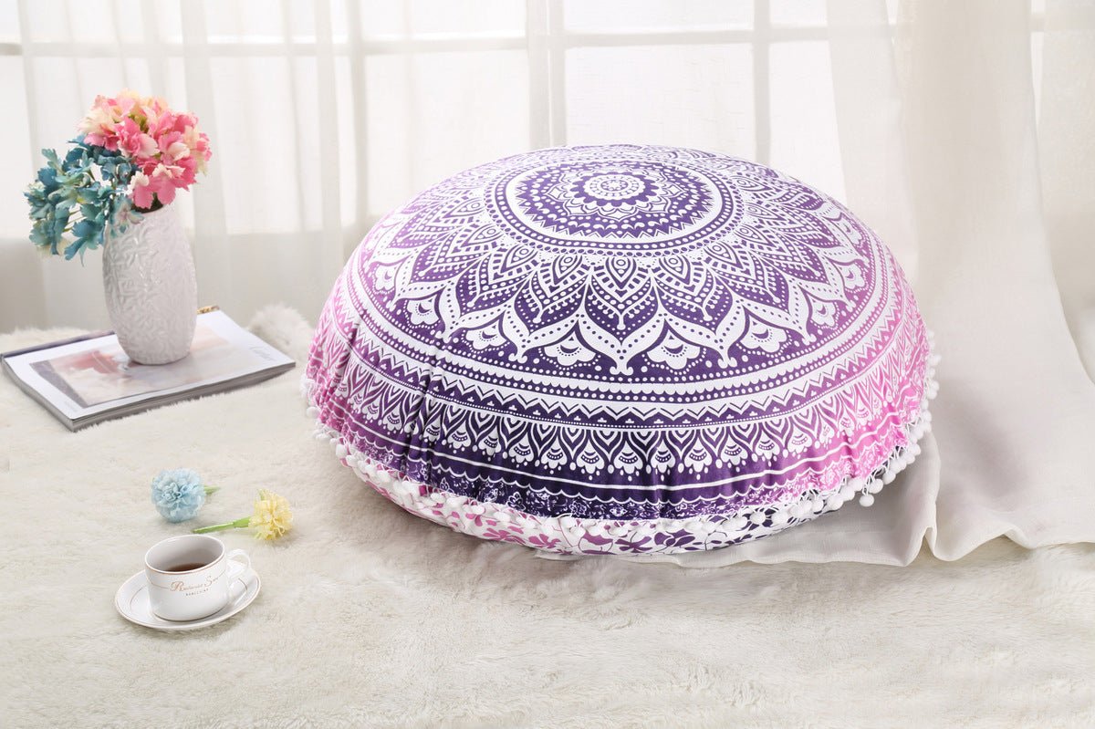 Colorful Mandala Floor Pillows Ottoman Round Bohemian Meditation Cushion Pillow Pouf - Janlyn's Crafts