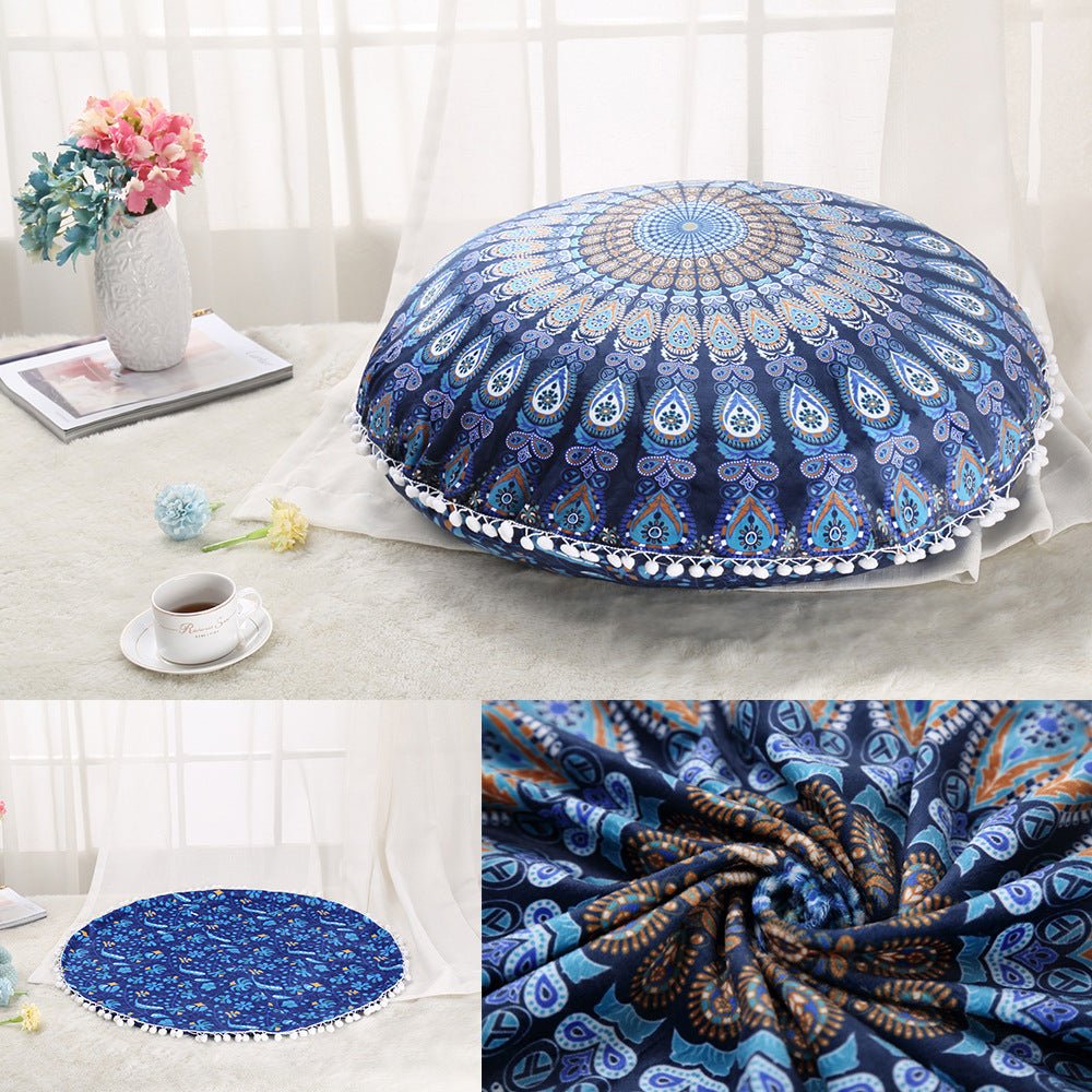 Colorful Mandala Floor Pillows Ottoman Round Bohemian Meditation Cushion Pillow Pouf - Janlyn's Crafts