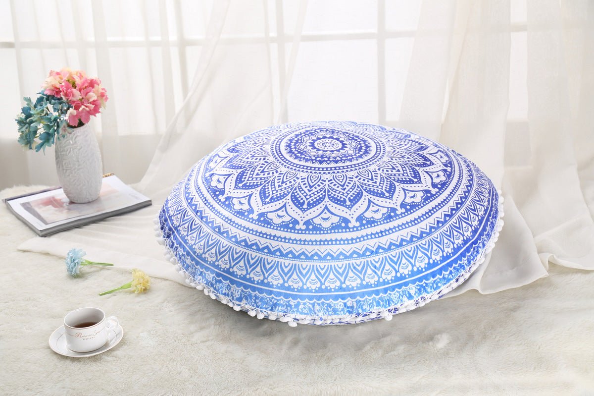 Colorful Mandala Floor Pillows Ottoman Round Bohemian Meditation Cushion Pillow Pouf - Janlyn's Crafts