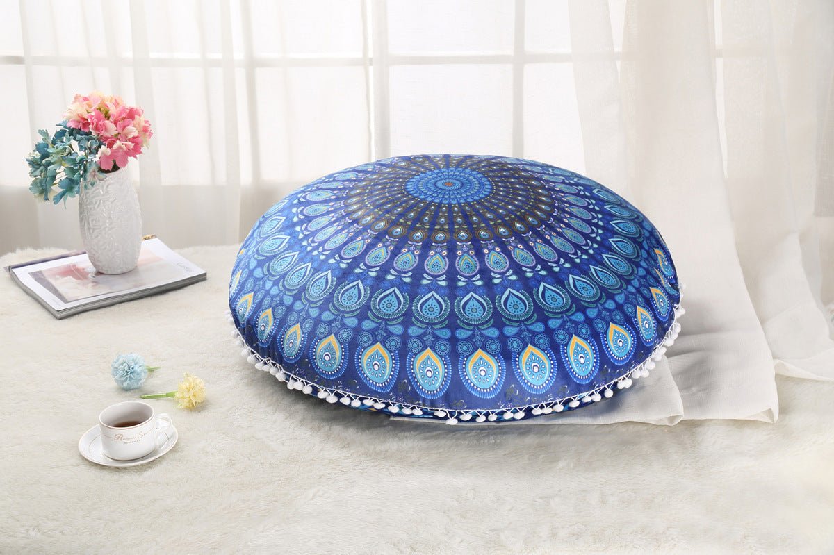 Colorful Mandala Floor Pillows Ottoman Round Bohemian Meditation Cushion Pillow Pouf - Janlyn's Crafts