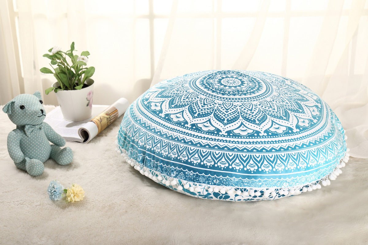 Colorful Mandala Floor Pillows Ottoman Round Bohemian Meditation Cushion Pillow Pouf - Janlyn's Crafts